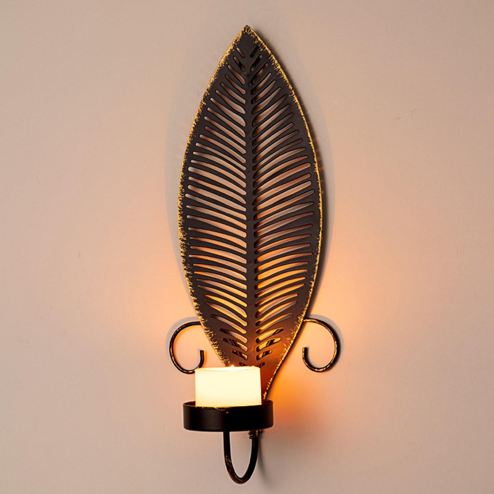 Metal Candle Holder Leaf Shaped Ornament for Festival Mantel Valentine's Day Wall Mounted