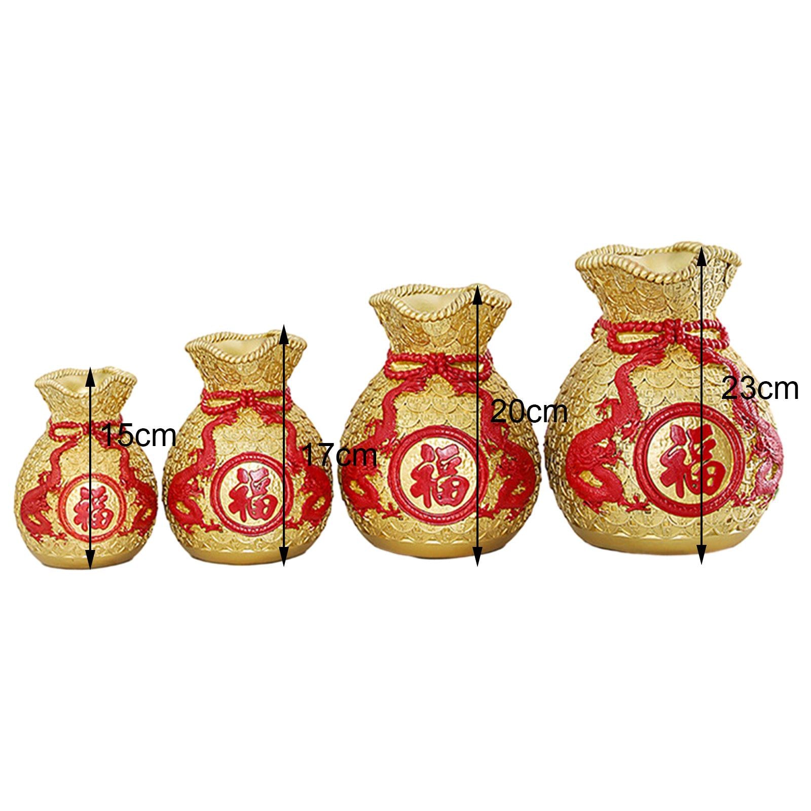 Money Bag Figurine Flower Vase Collection Flowerpot for Cabinet Desk Bedroom Gold