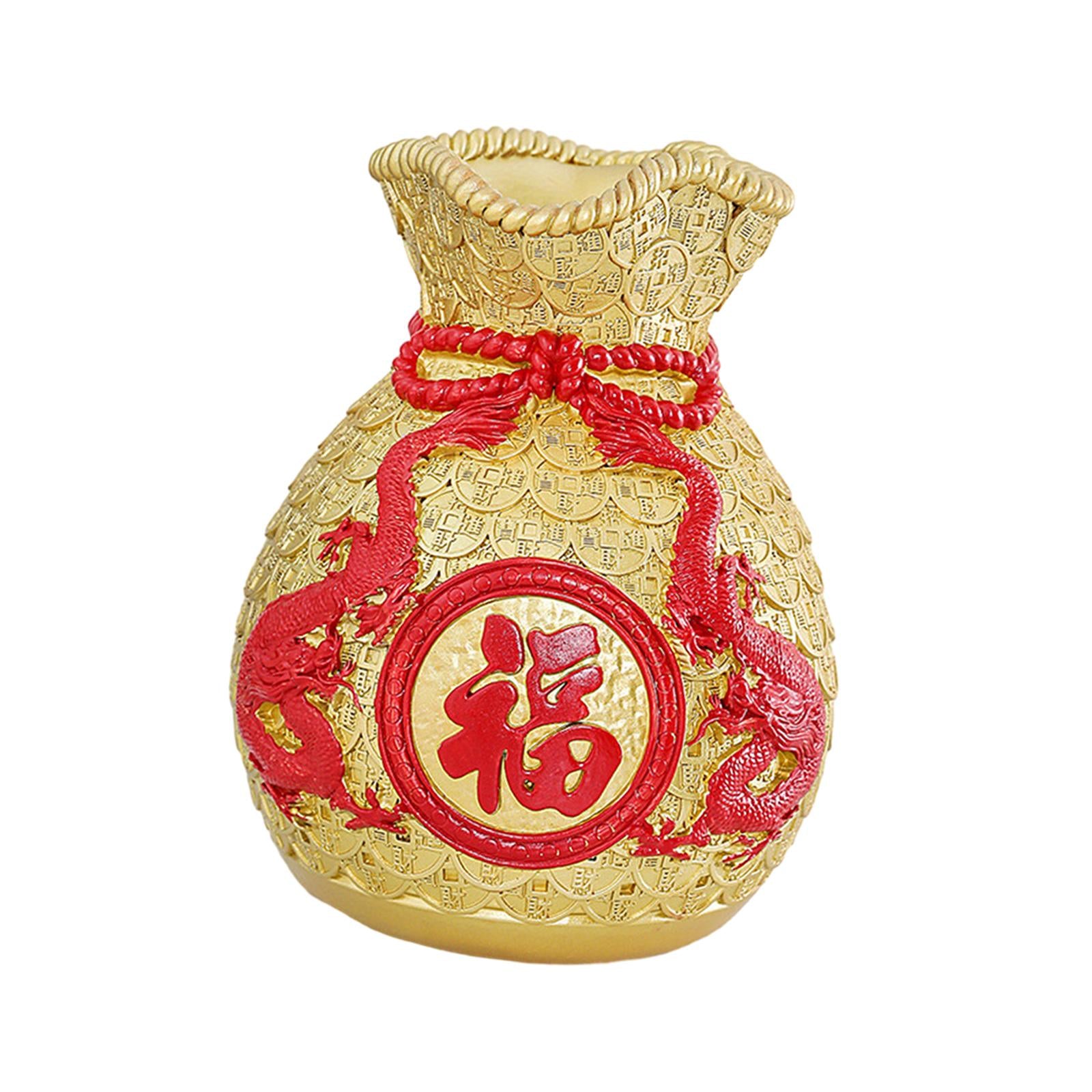 Money Bag Figurine Flower Vase Collection Flowerpot for Cabinet Desk Bedroom Gold