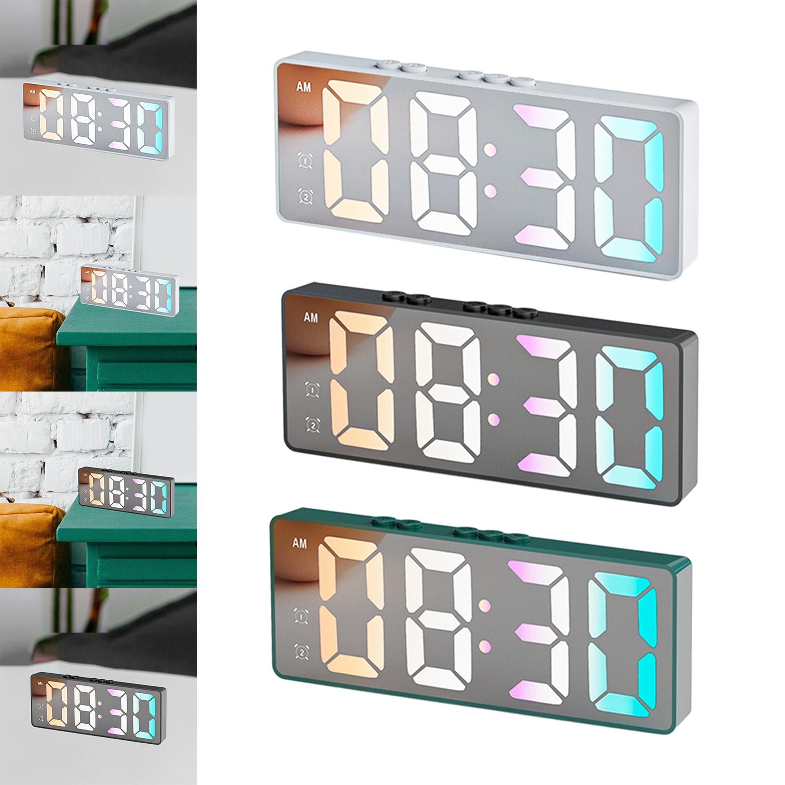 16cm Digital Alarm Clock Bedside Clock Portable for Bedroom Table and Travel White