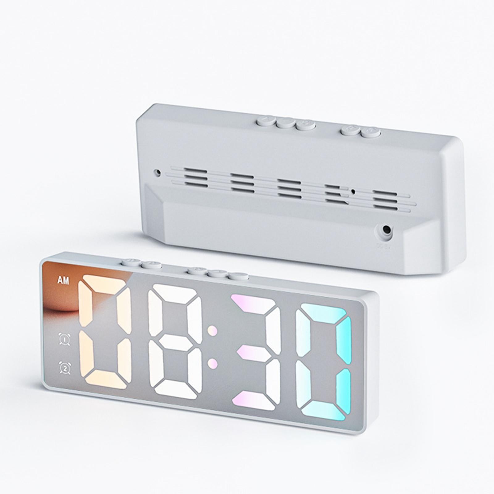 16cm Digital Alarm Clock Bedside Clock Portable for Bedroom Table and Travel White