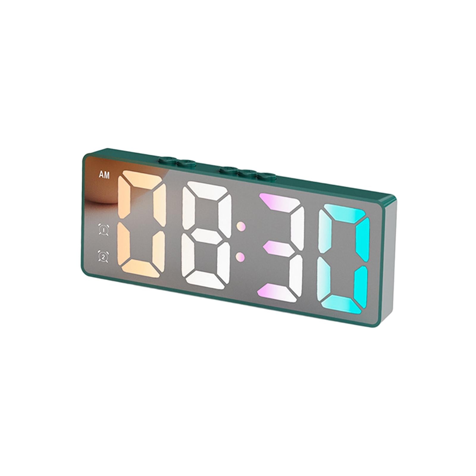 16cm Digital Alarm Clock Bedside Clock Portable for Bedroom Table and Travel Dark Green