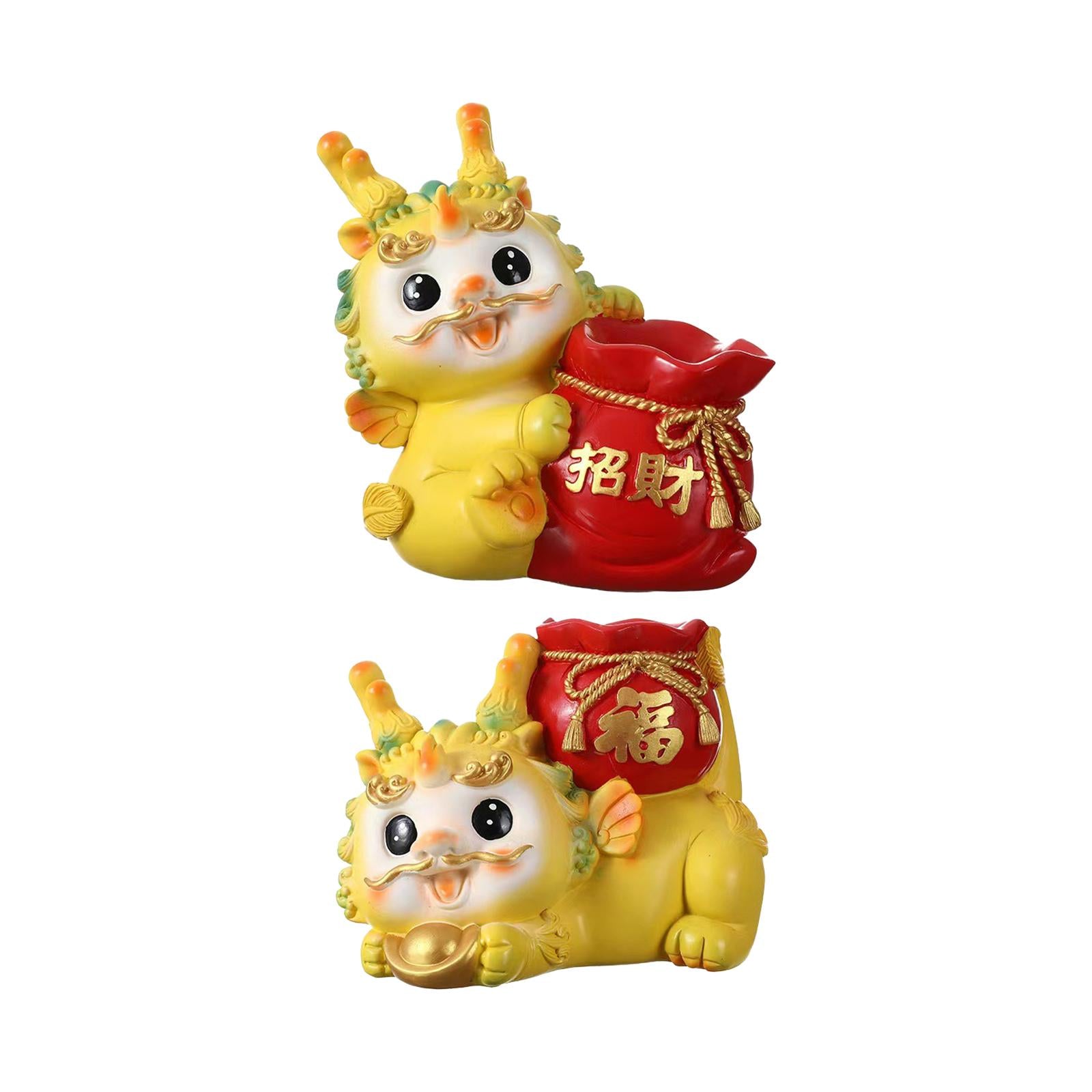 Chinese New Year Dragon Figurine Flower Vase for Festivals Hotel Dining Room Standing
