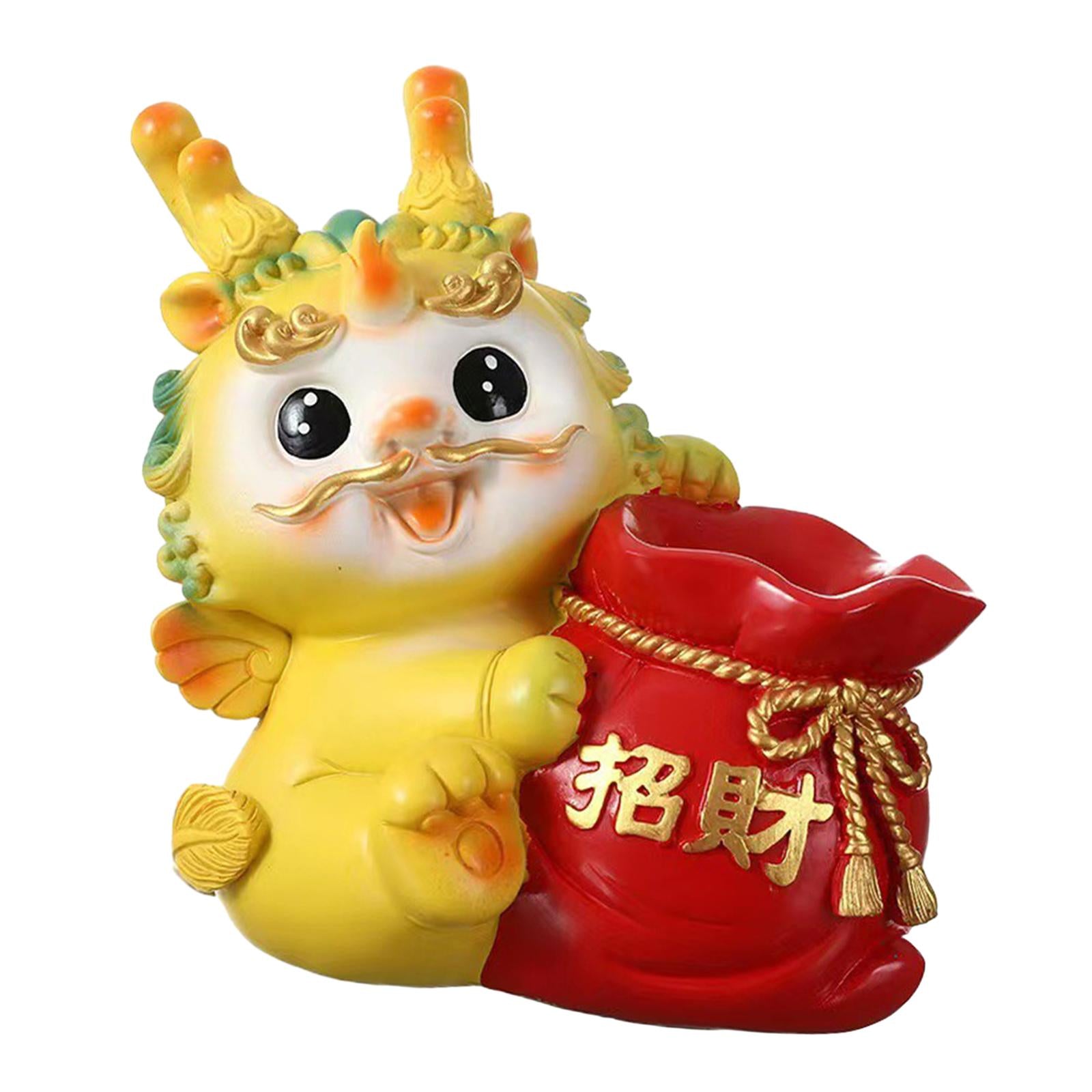 Chinese New Year Dragon Figurine Flower Vase for Festivals Hotel Dining Room Standing