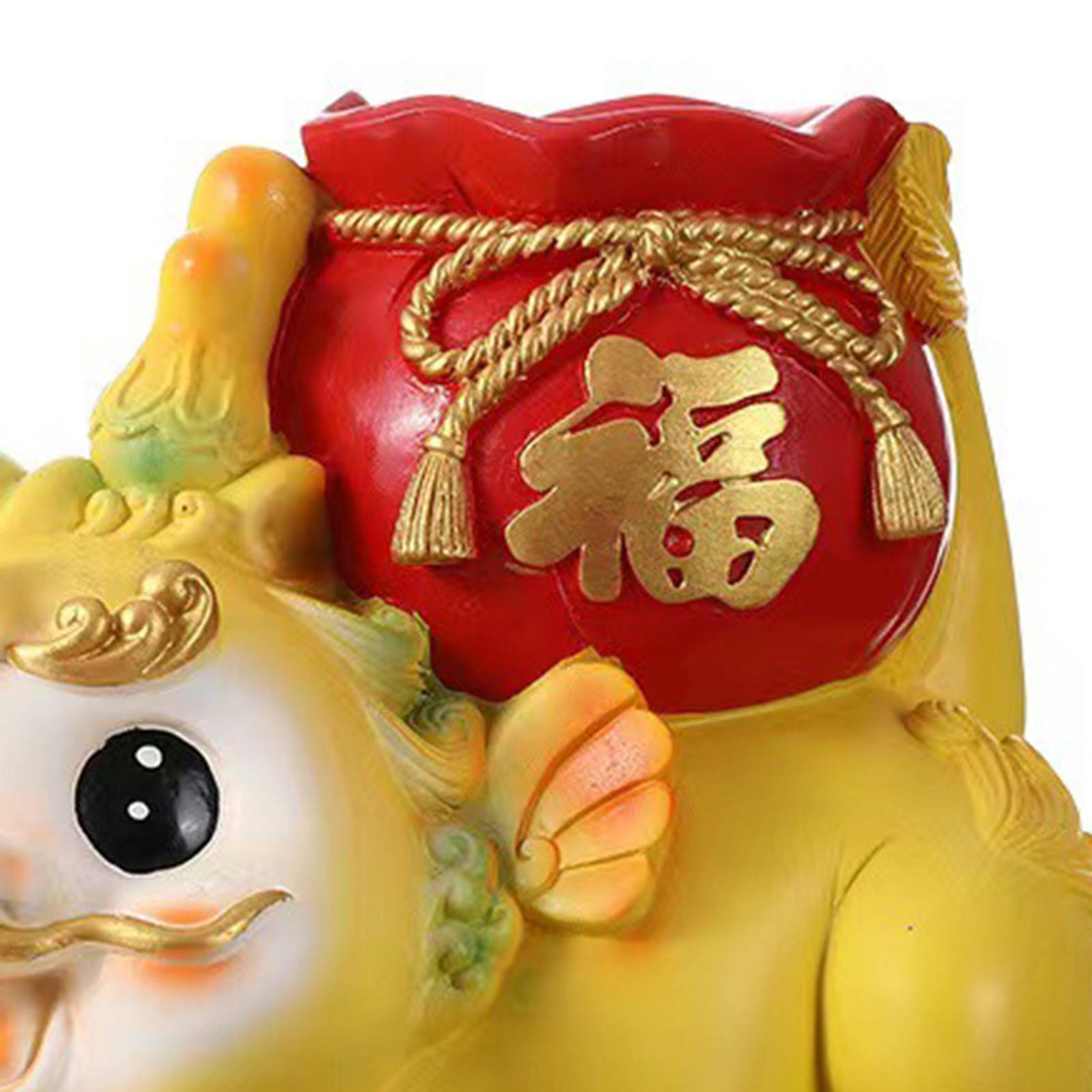 Chinese New Year Dragon Figurine Flower Vase for Festivals Hotel Dining Room Reclining