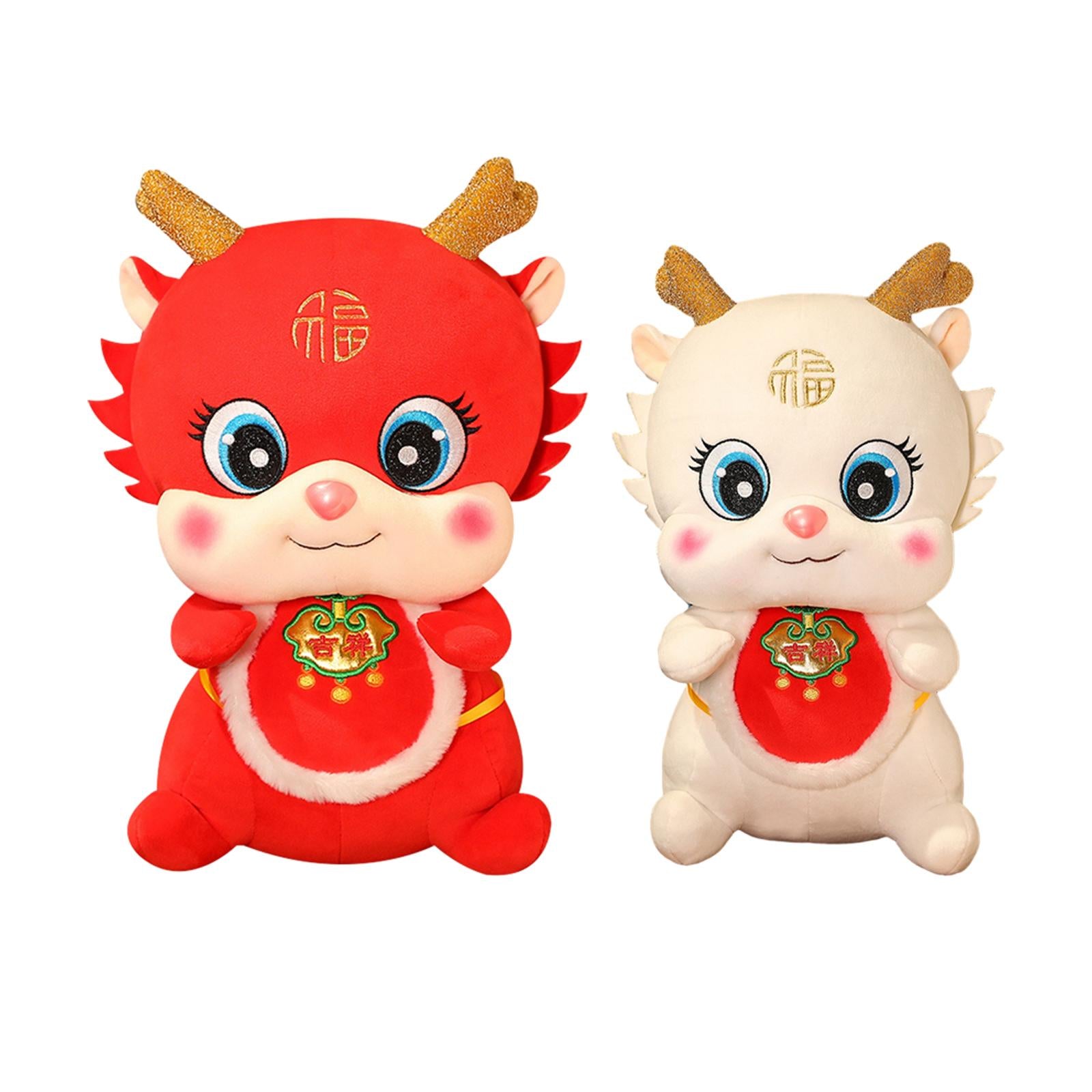 Chinese New Year Dragon Doll Cute Plush Toy for Cafe Bedroom Spring Festival Red 45cm