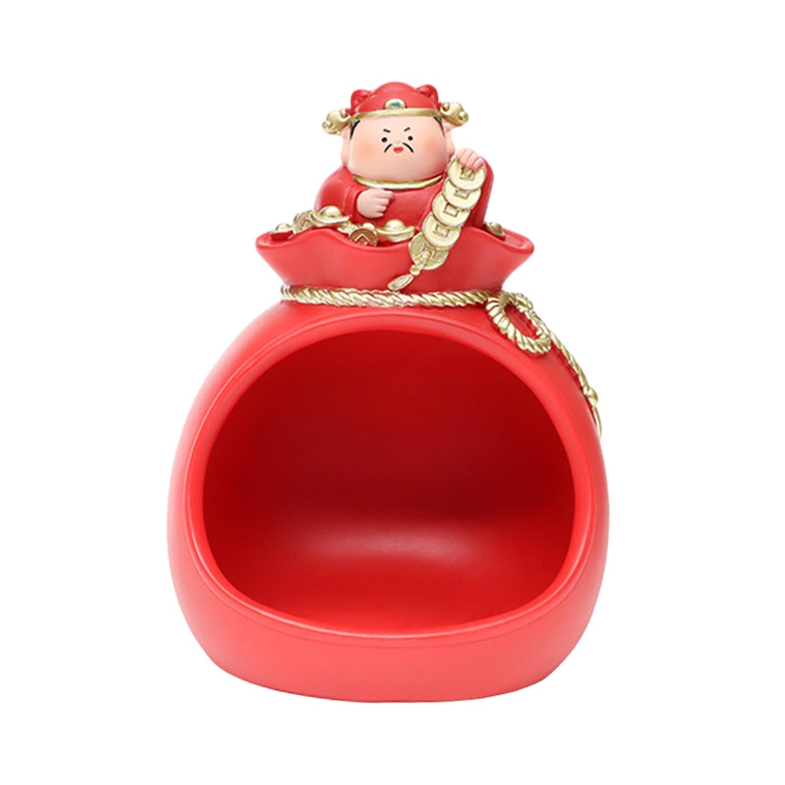 Caishen Statue Figurine God of Wealth Sculpture for Cabinet Desktop Entryway