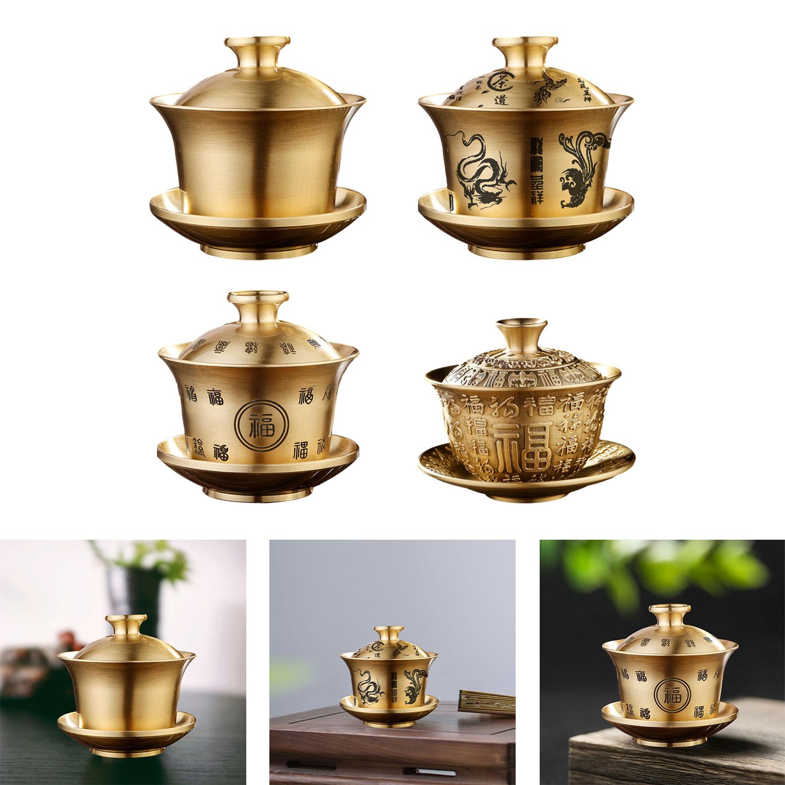 Tea Cup and Saucer Brass Portable Traditional for Restaurants Office Kitchen Soild