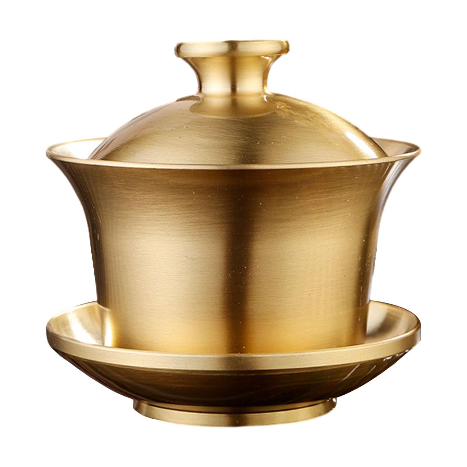 Tea Cup and Saucer Brass Portable Traditional for Restaurants Office Kitchen Soild