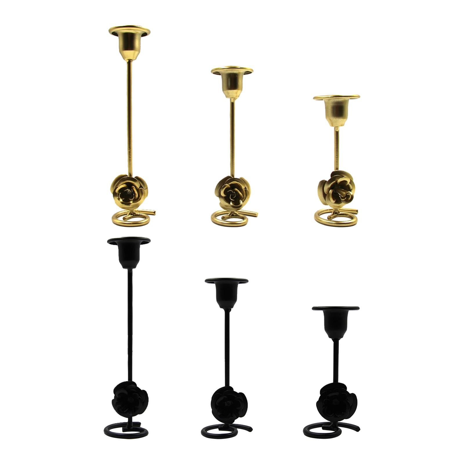 Taper Candle Holder Flower Creative for Wedding Dining Table Home Decoration gold L