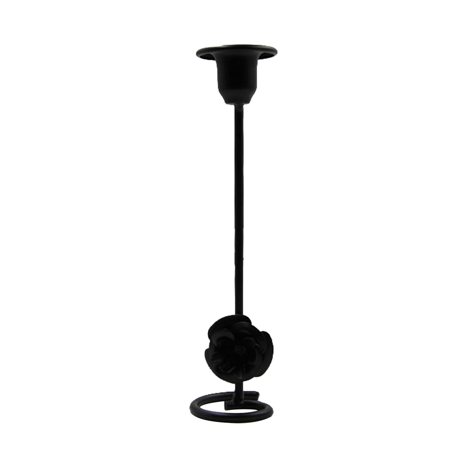 Taper Candle Holder Flower Creative for Wedding Dining Table Home Decoration black L