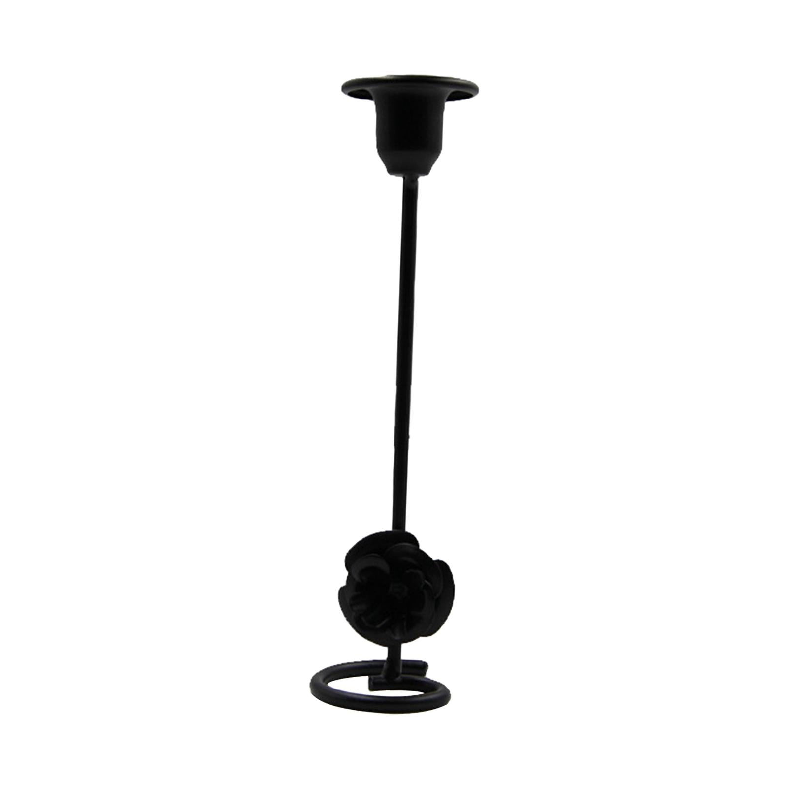 Taper Candle Holder Flower Creative for Wedding Dining Table Home Decoration black L
