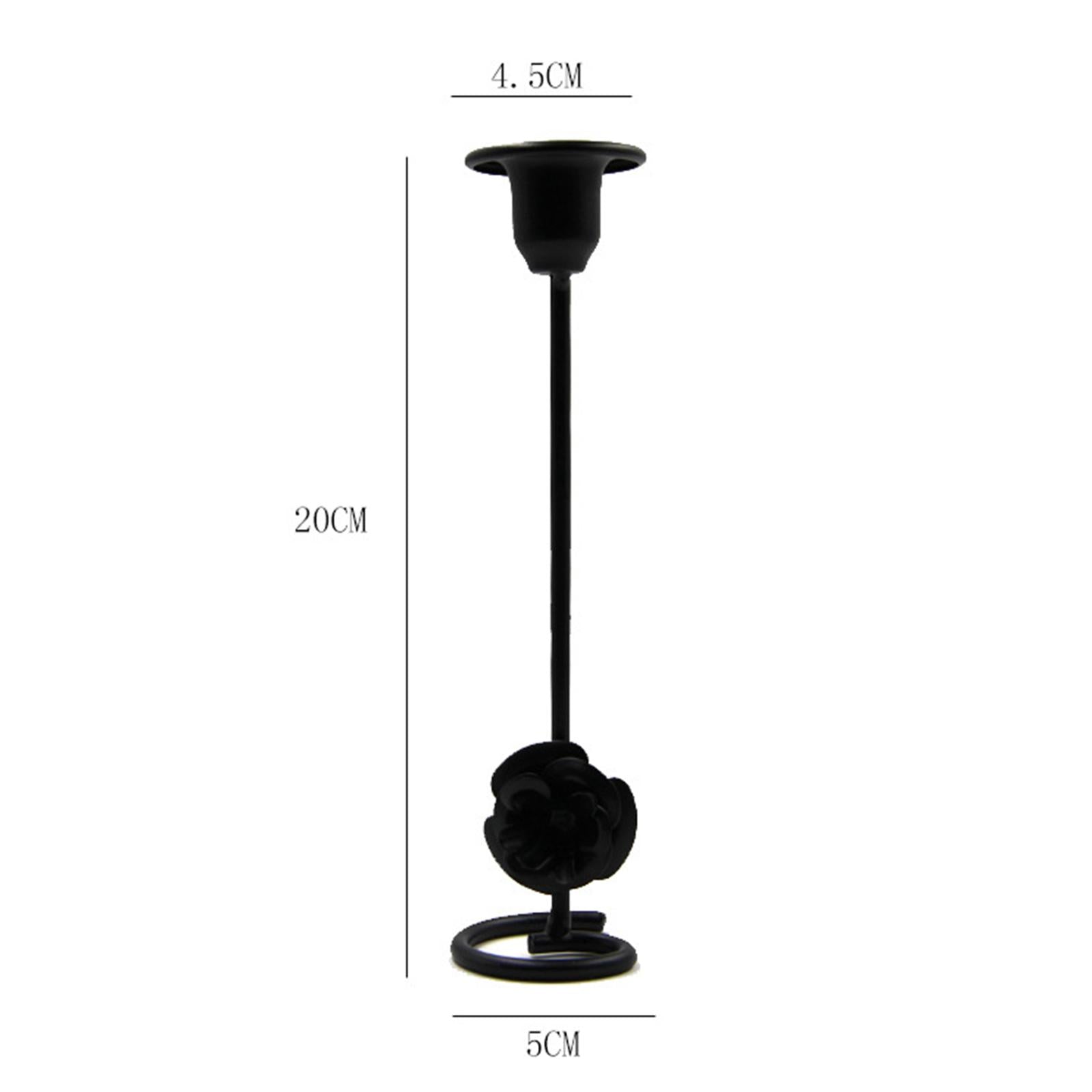 Taper Candle Holder Flower Creative for Wedding Dining Table Home Decoration black L