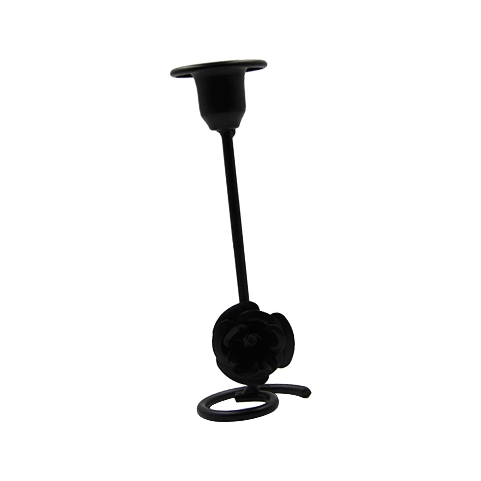 Taper Candle Holder Flower Creative for Wedding Dining Table Home Decoration black M
