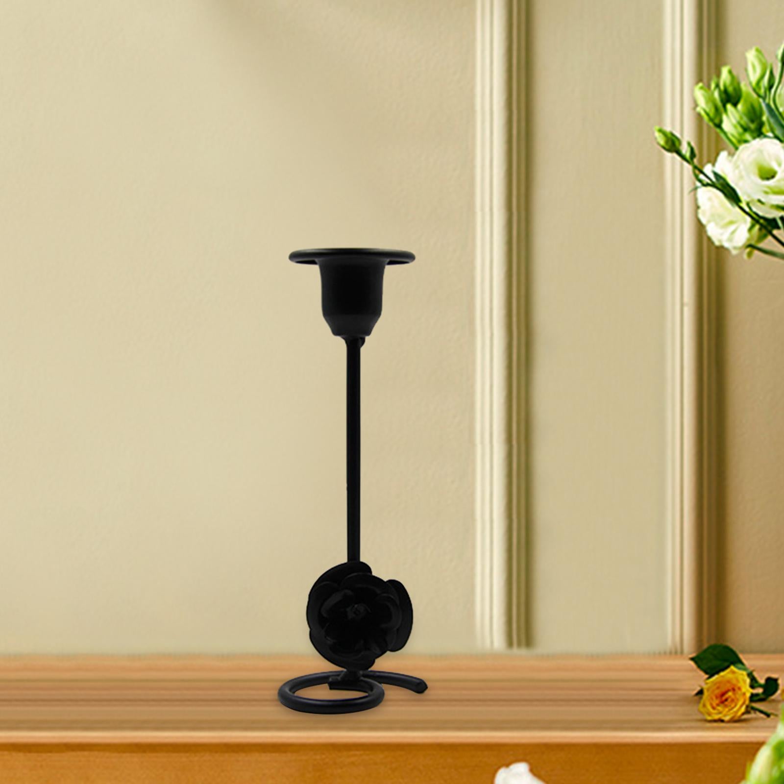 Taper Candle Holder Flower Creative for Wedding Dining Table Home Decoration black M