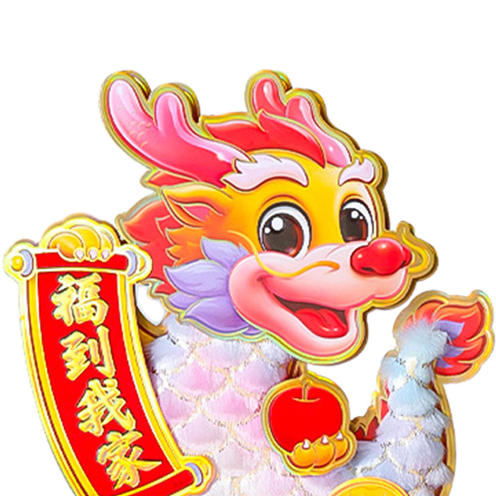 2x2Pcs Chinese New Year Door Sticker for Living Room Spring Festivals Entryway Flocking S