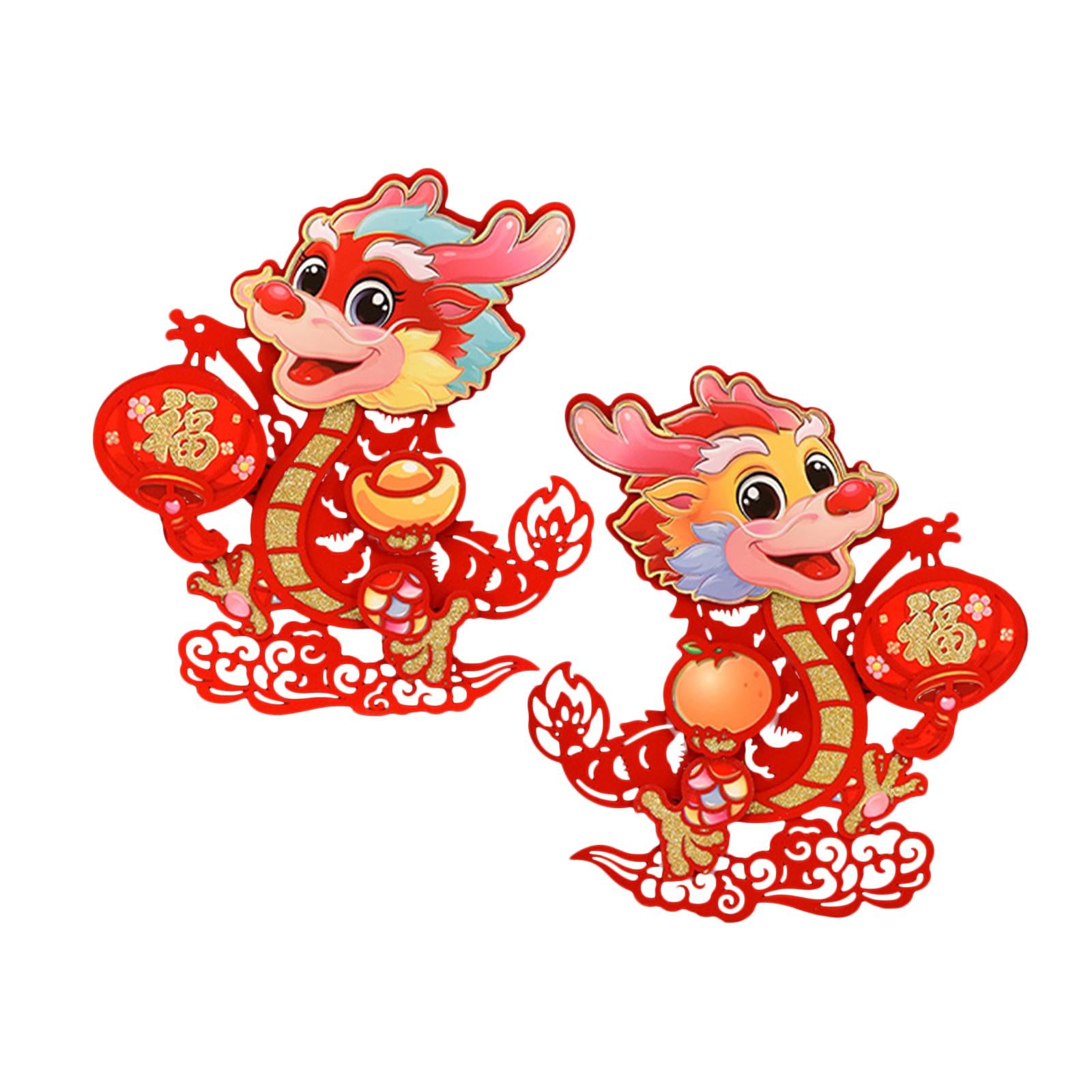 2Pcs Chinese New Year Door Sticker for Living Room Spring Festivals Entryway Non Woven Fabric L