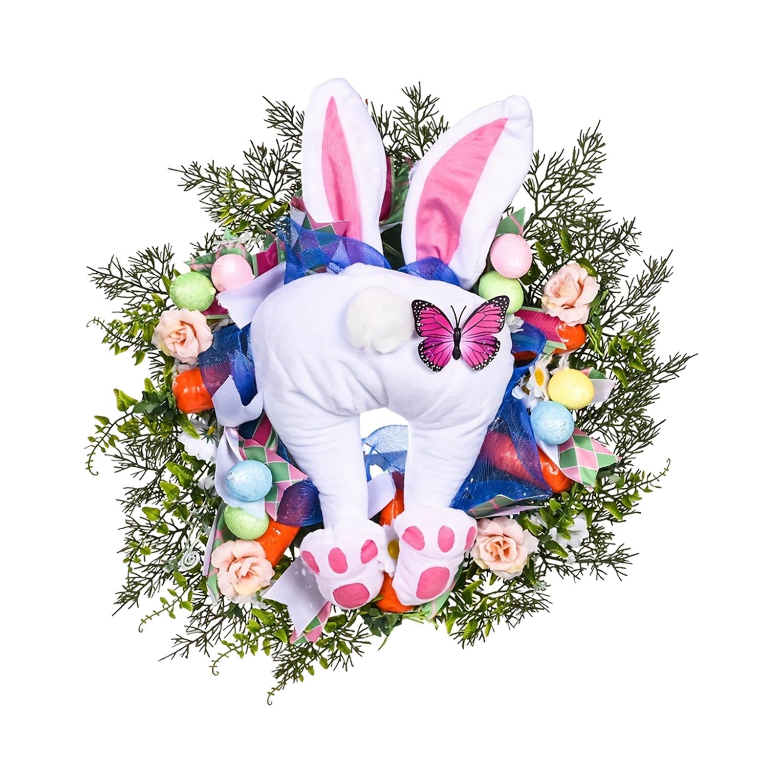 Easter Bunny Wreath Front Door Decoration for Farmhouse Home Decor Accessory