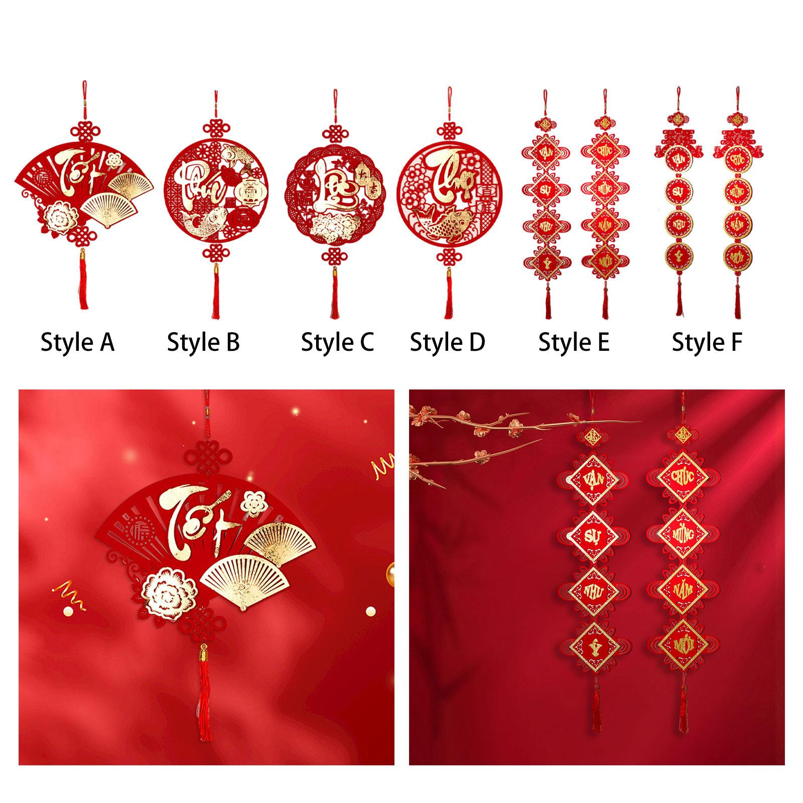 2xChinese New Year Hanging Decoration Wall Farmhouse Spring Festival Door Sign Style A 1Pc