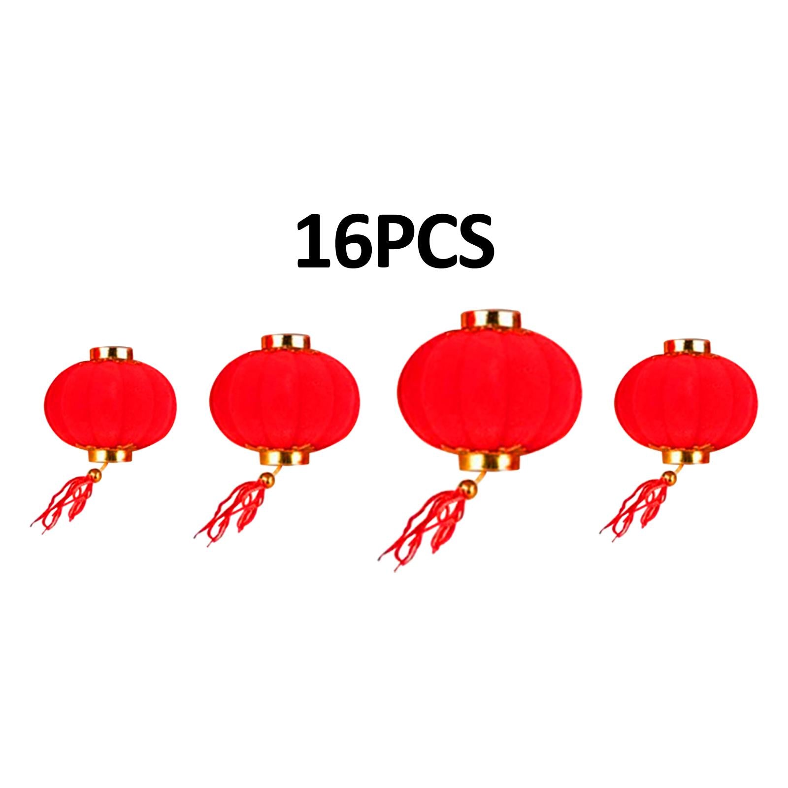16Pcs Chinese Red Lanterns Home Flocked for Spring Festival Wedding Birthday 5 cm