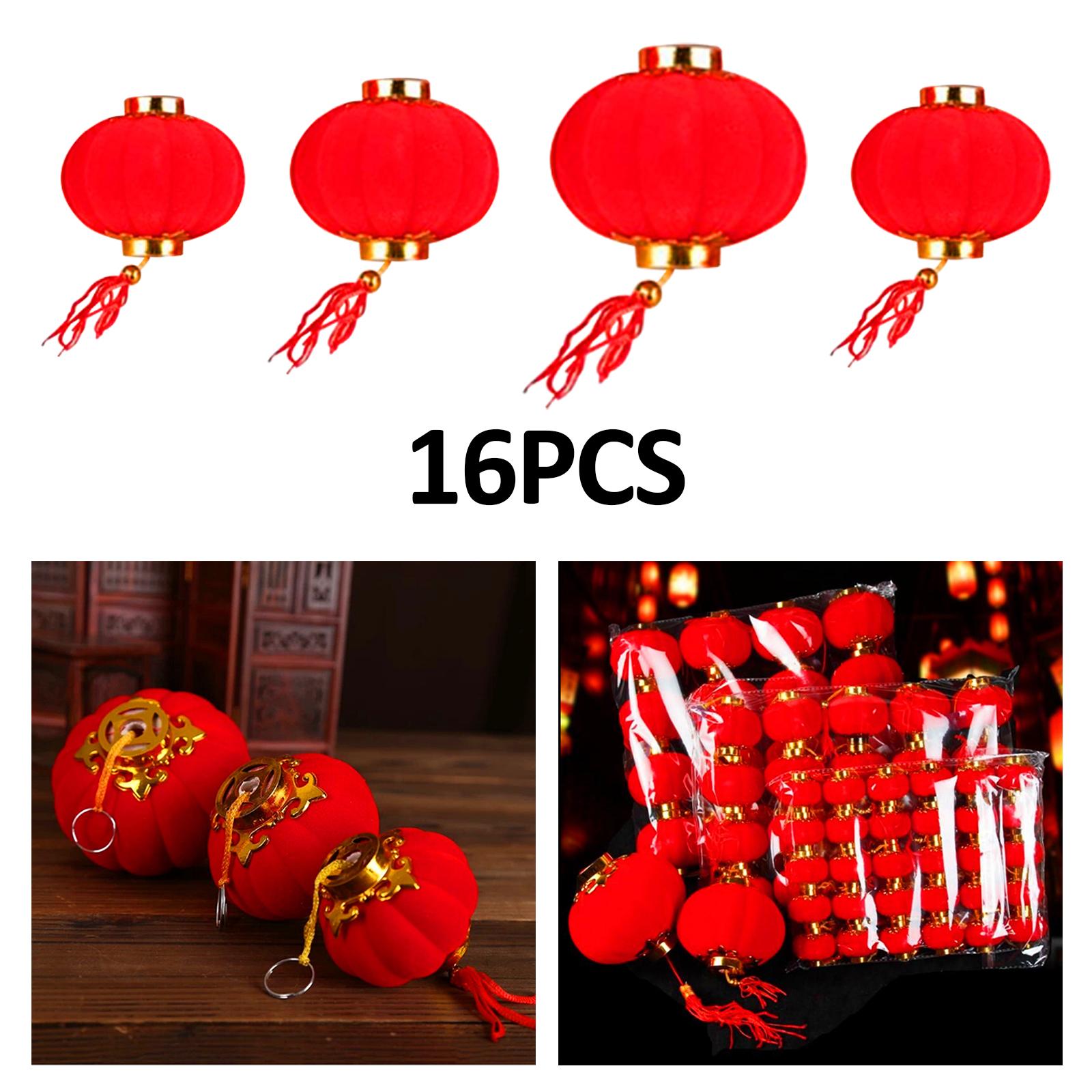 16Pcs Chinese Red Lanterns Home Flocked for Spring Festival Wedding Birthday 5 cm