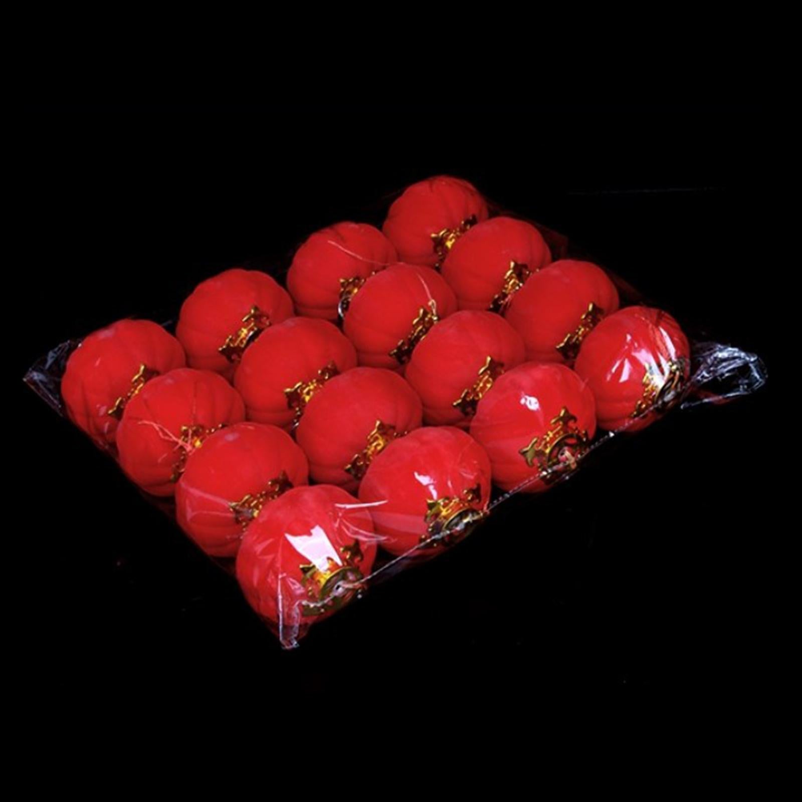 16Pcs Chinese Red Lanterns Home Flocked for Spring Festival Wedding Birthday 6 cm