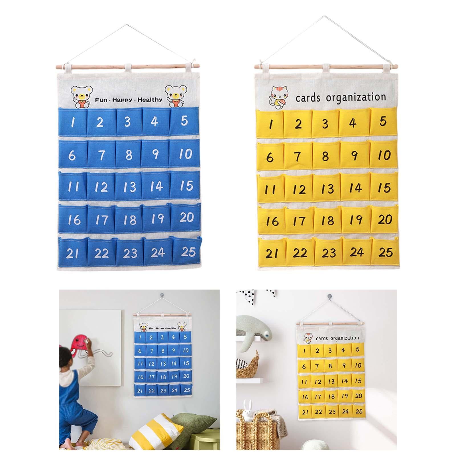 Numbered Organizer Canvas Phones Calculators Holder for Sundries Closet Home Blue