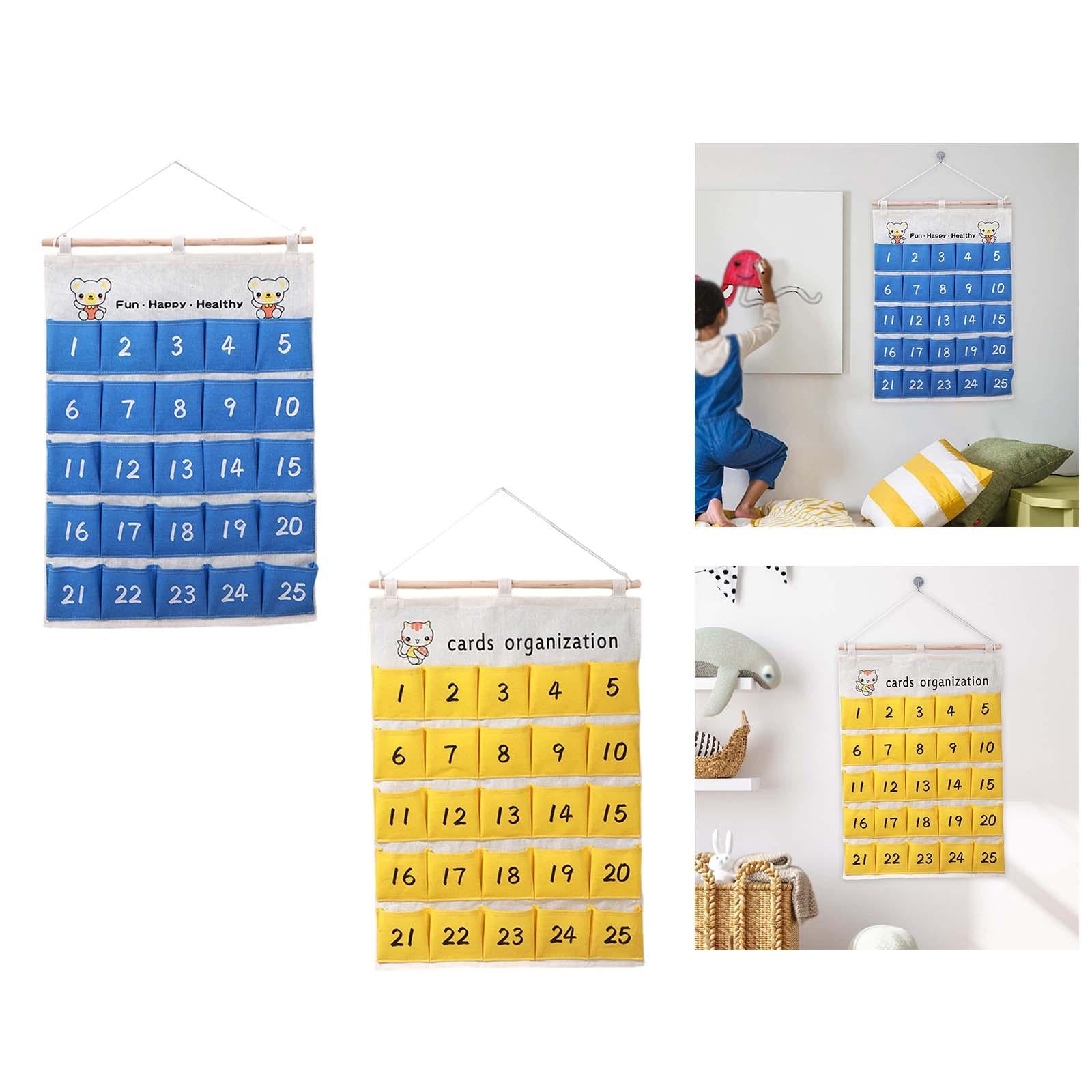 Numbered Organizer Canvas Phones Calculators Holder for Sundries Closet Home Blue