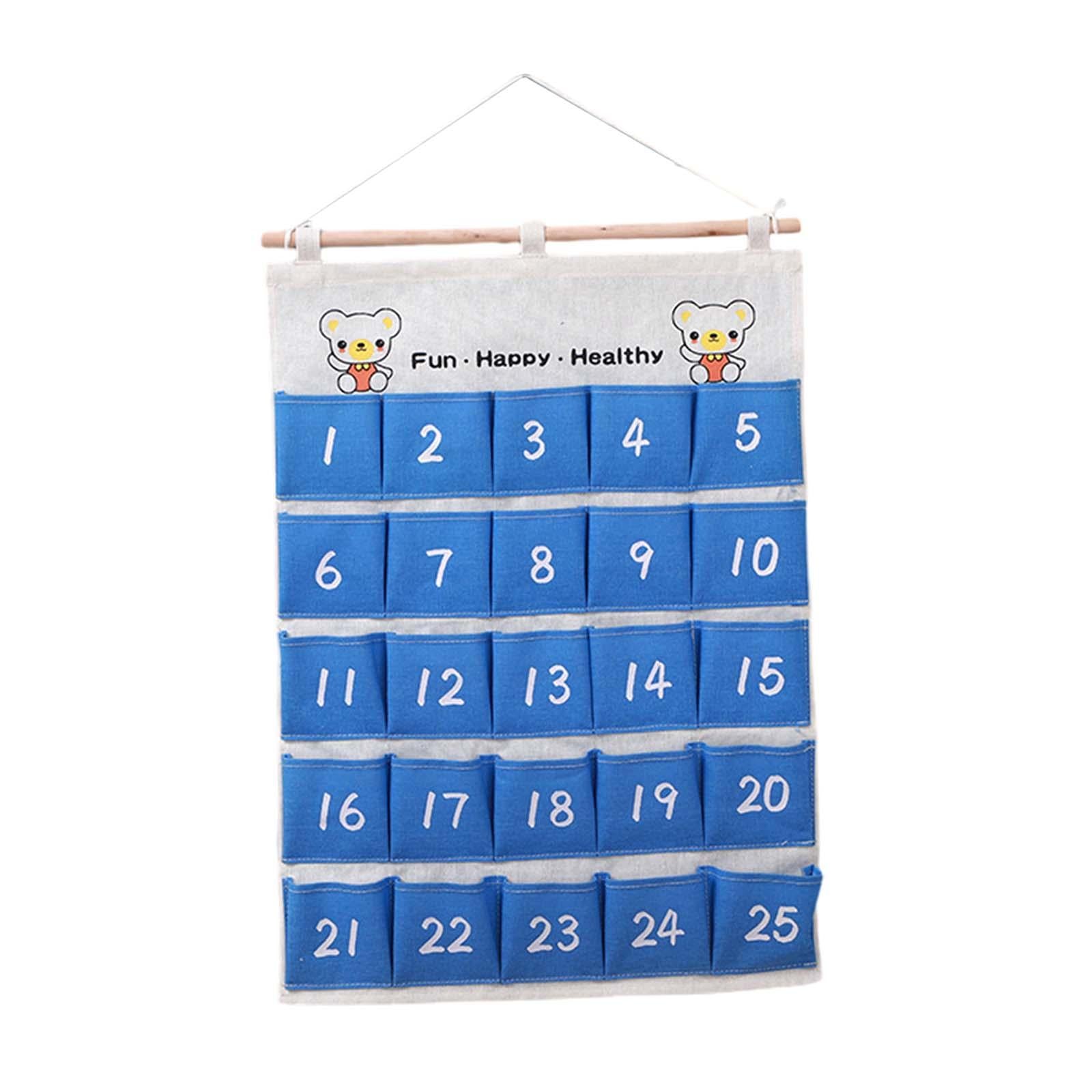 Numbered Organizer Canvas Phones Calculators Holder for Sundries Closet Home Blue
