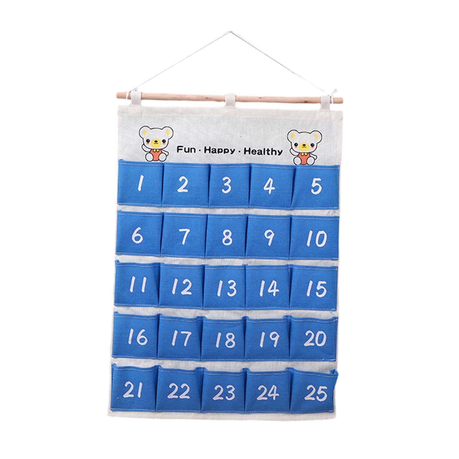 Numbered Organizer Canvas Phones Calculators Holder for Sundries Closet Home Blue