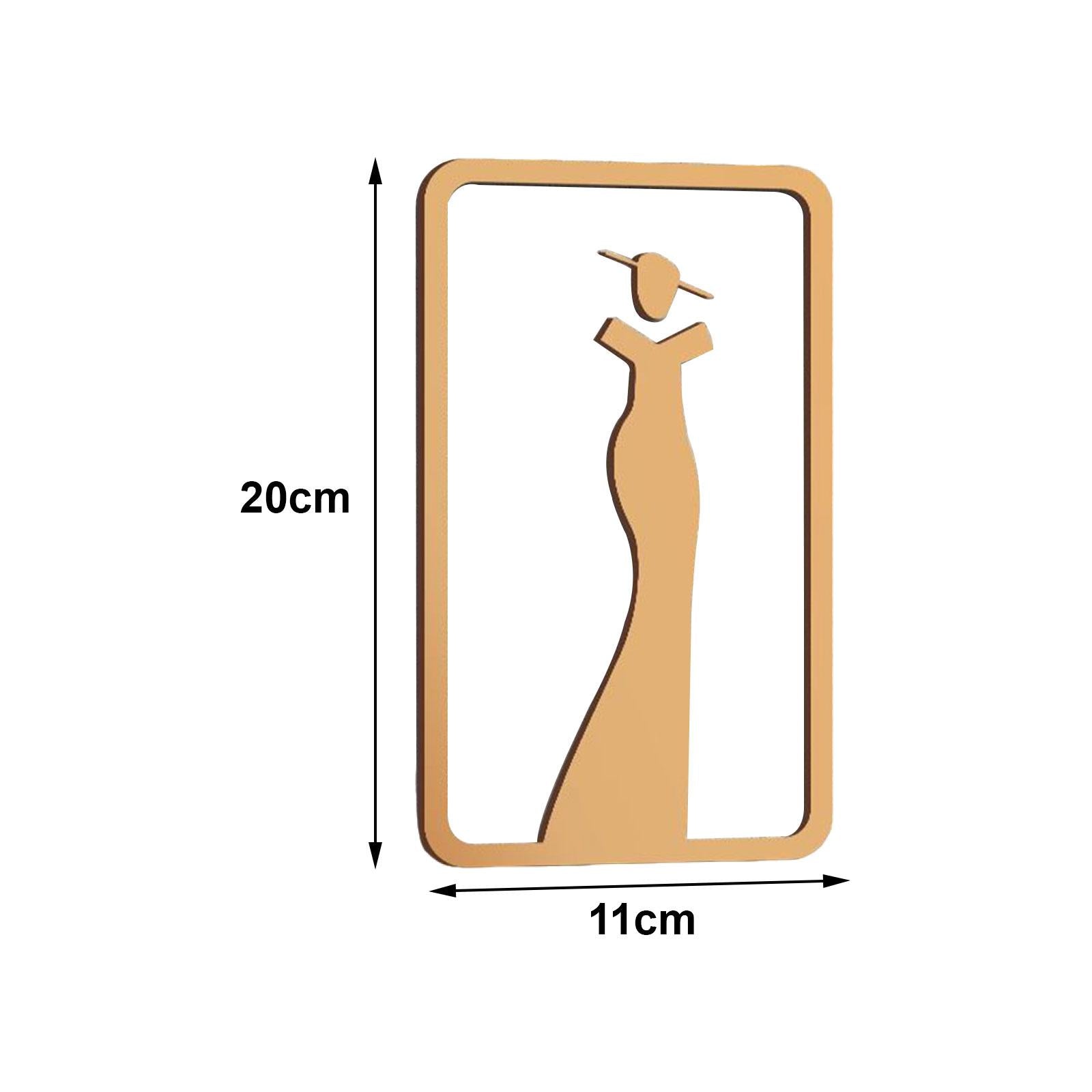 Bathroom Sign Self Adhesive Fashion 3D Restroom Sign for Bar Cafe Restaurant Women