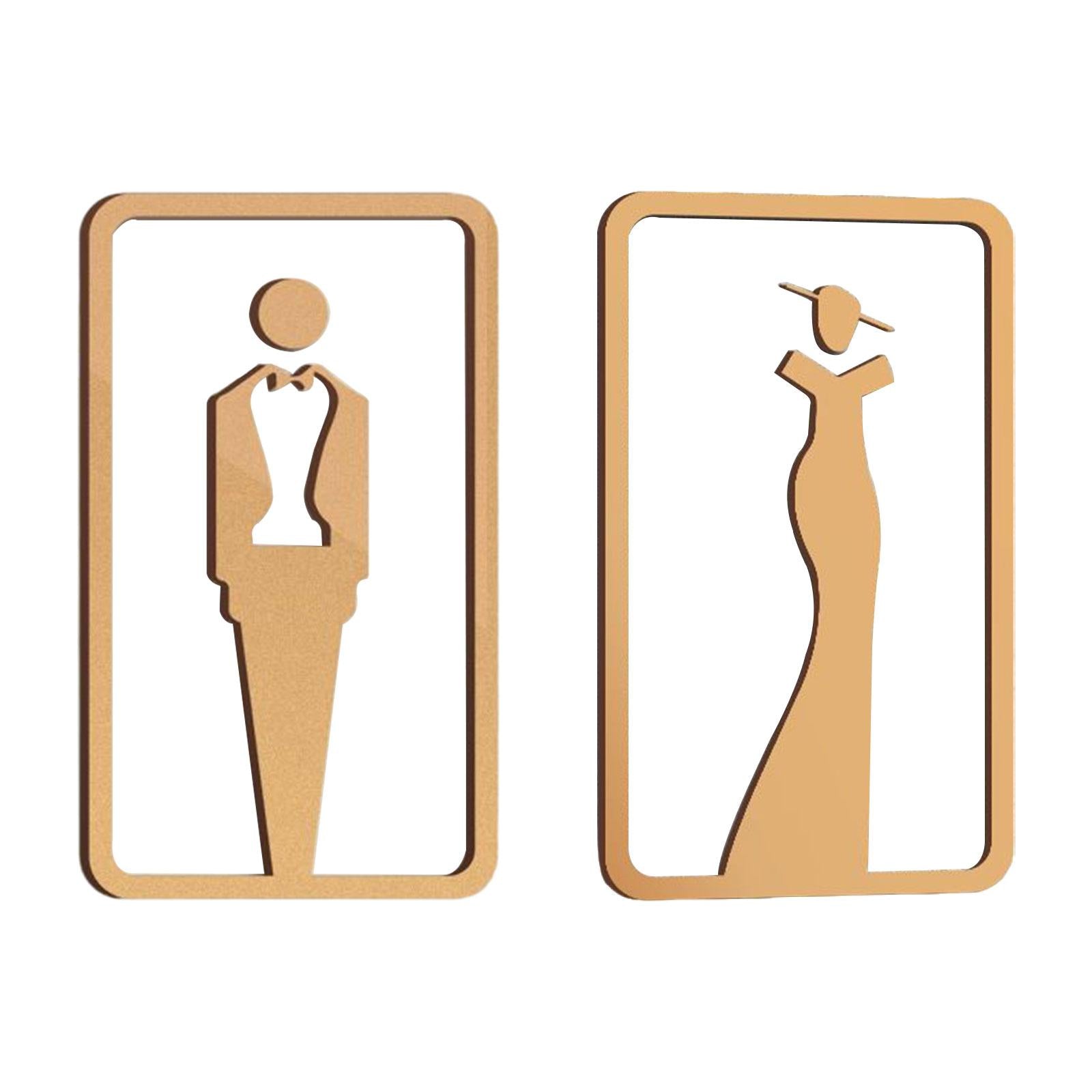 Bathroom Sign Self Adhesive Fashion 3D Restroom Sign for Bar Cafe Restaurant Women