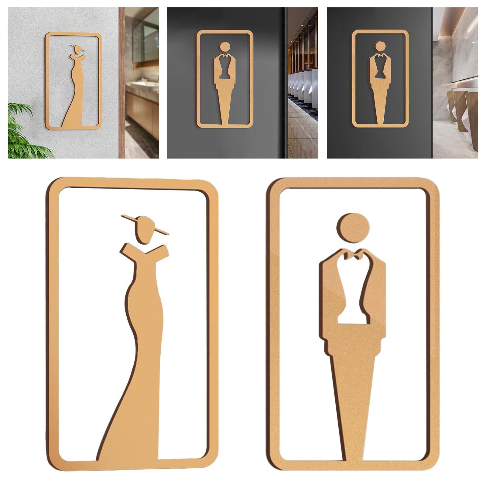 Bathroom Sign Self Adhesive Fashion 3D Restroom Sign for Bar Cafe Restaurant Women