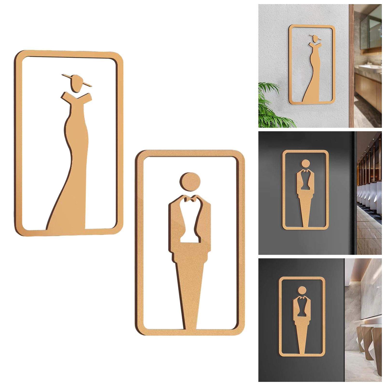 Bathroom Sign Self Adhesive Fashion 3D Restroom Sign for Bar Cafe Restaurant Women