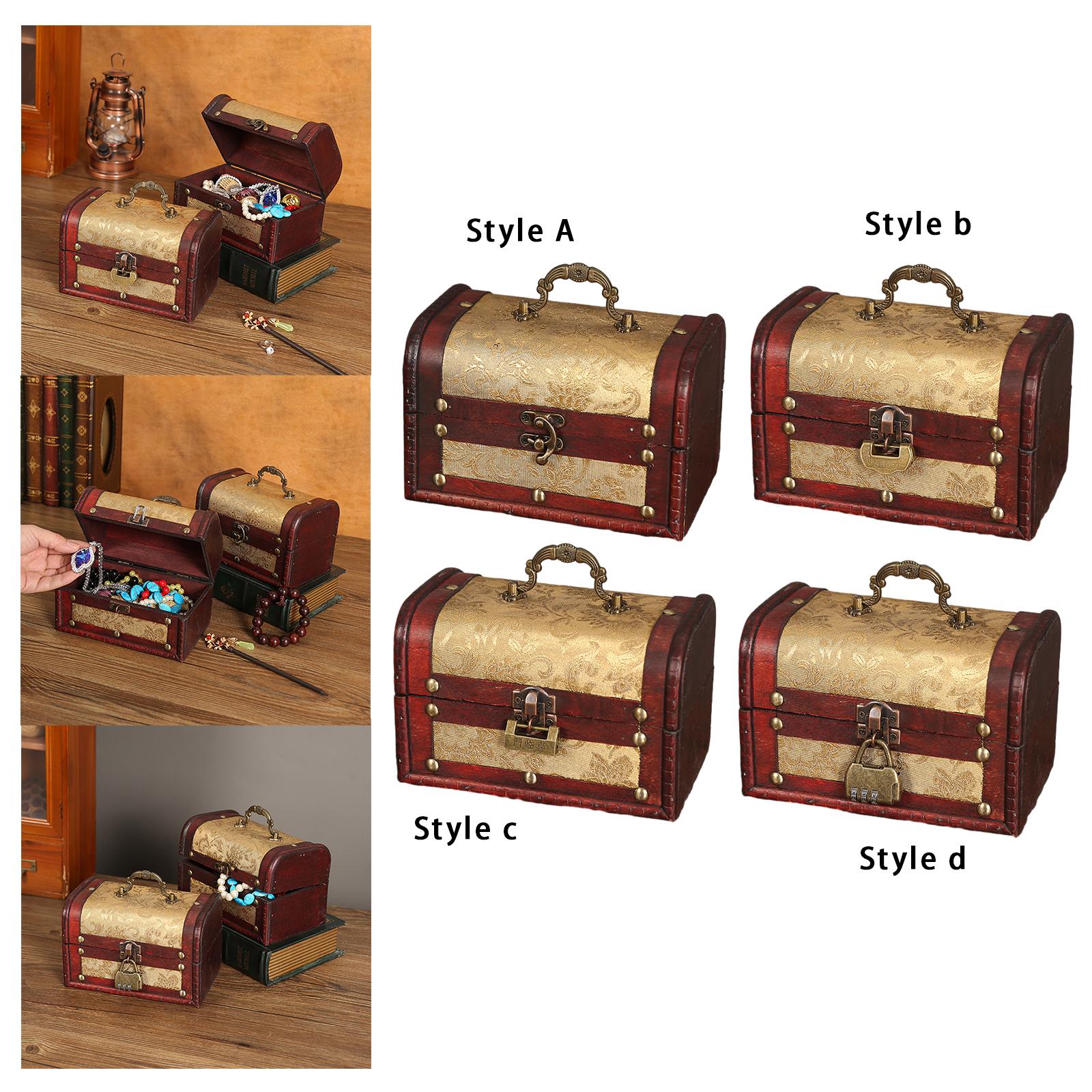 Portable Wood Jewelry Storage Box Old Fashioned for Pendant Brooch Hair Clip Style A