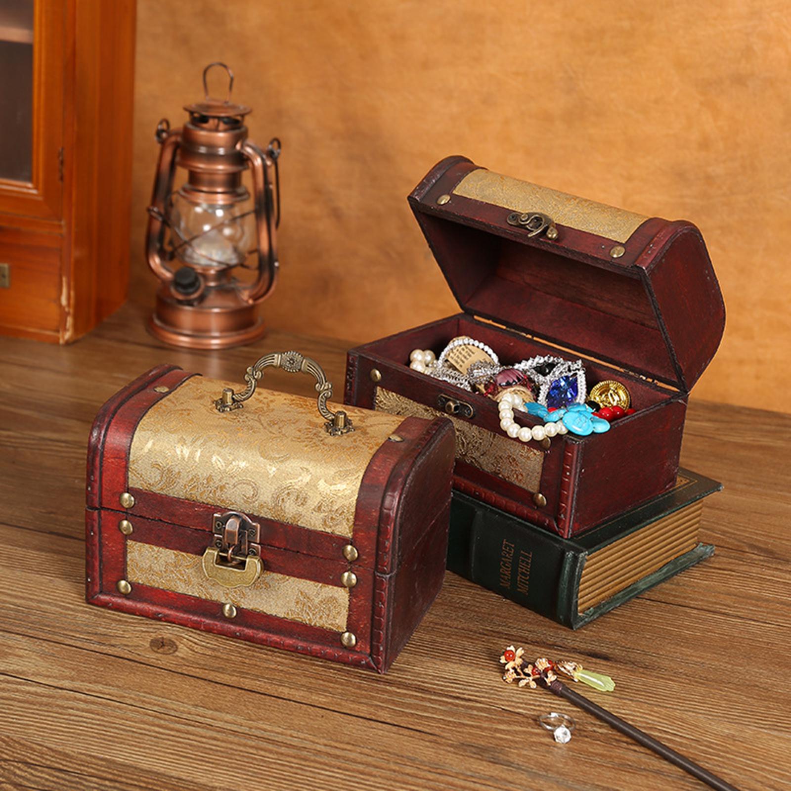 Portable Wood Jewelry Storage Box Old Fashioned for Pendant Brooch Hair Clip Style A
