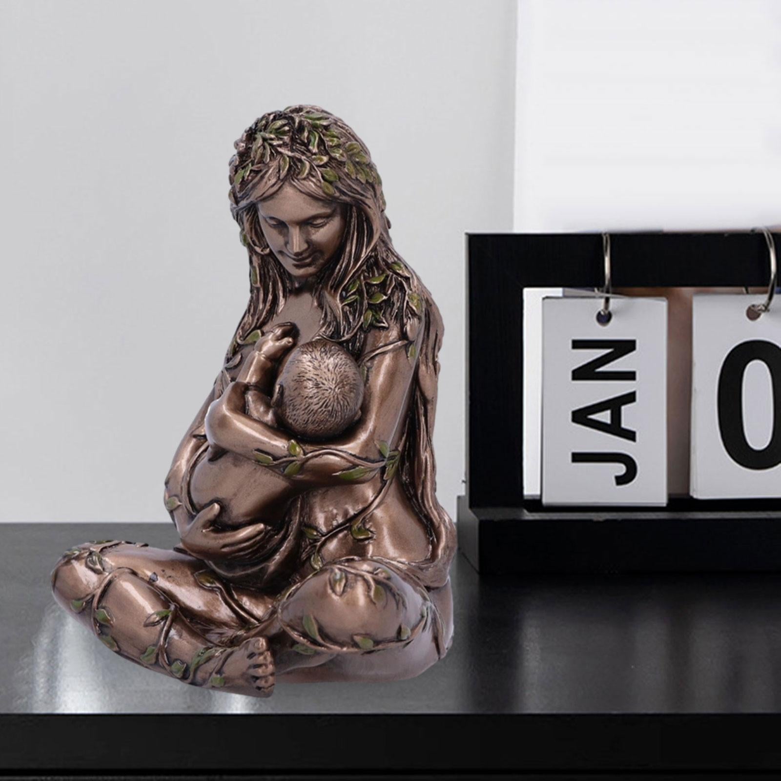 Mother Earth Statue Woman Crafts Sculpture for Bookshelf Living Room Bedroom