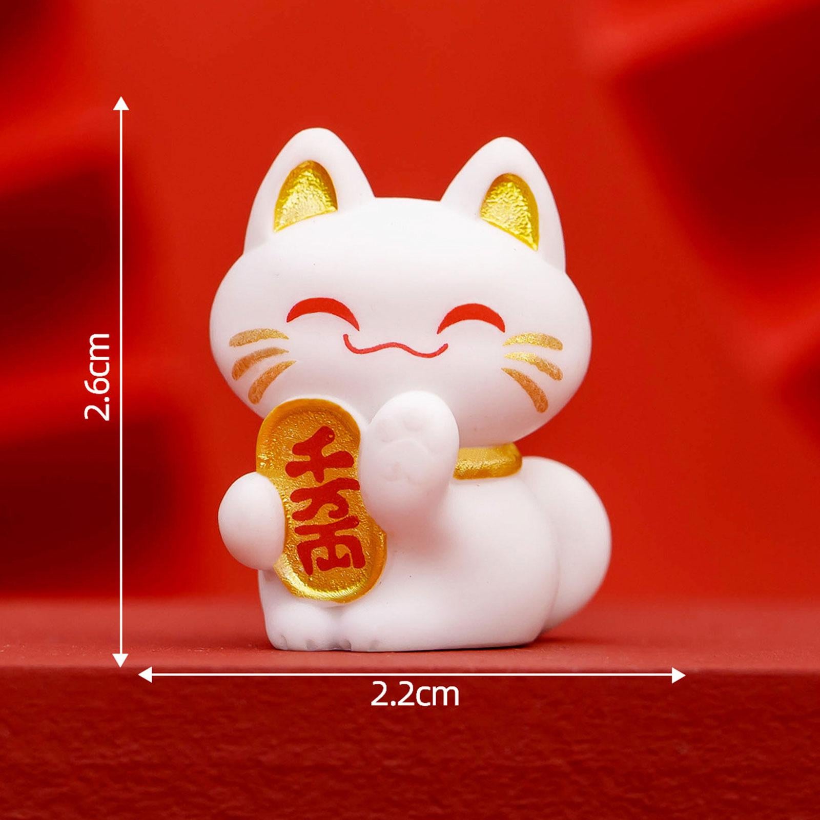 Lucky Cat Statue Resin Cartoon Desktop Ornament for Centerpiece Shelf Office