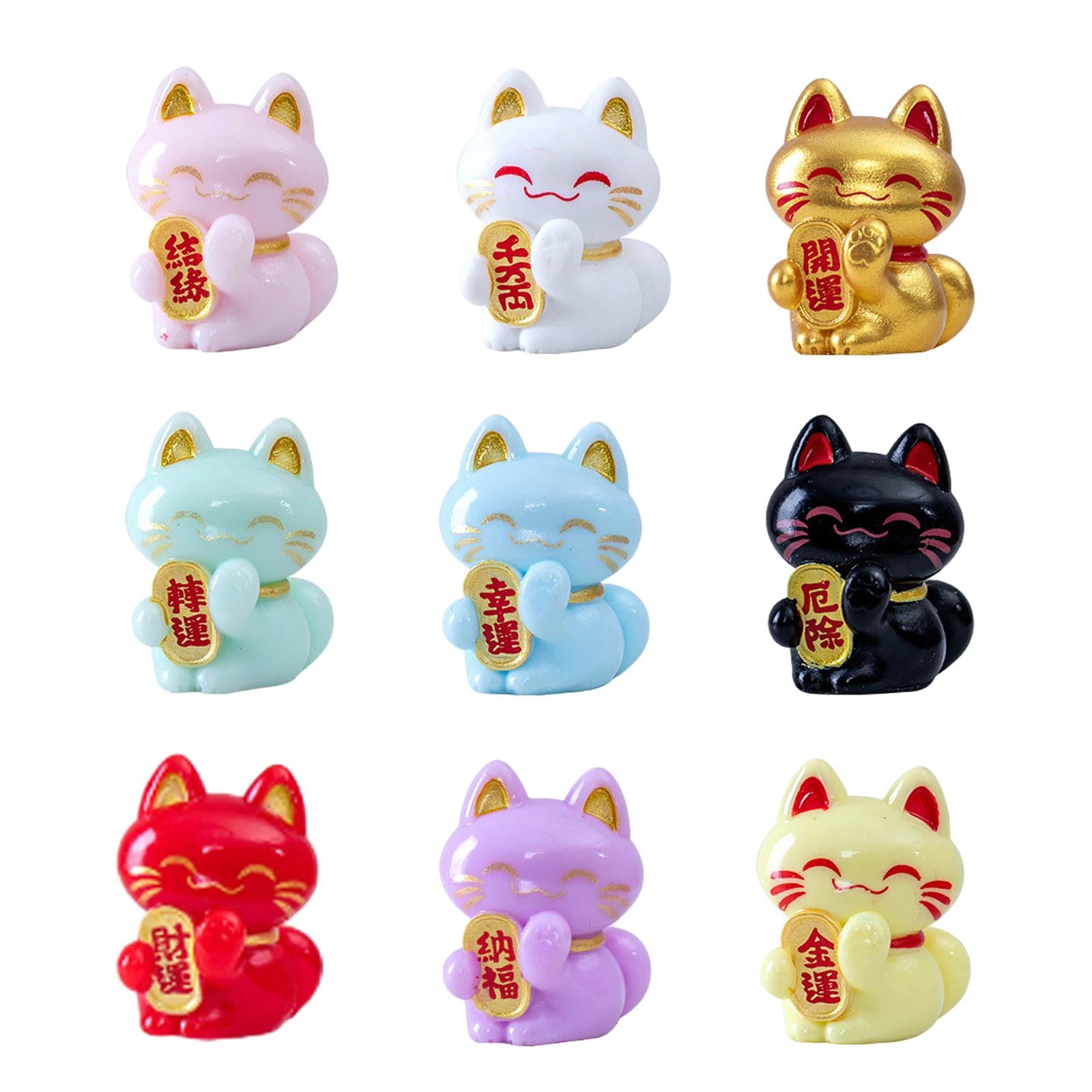 Lucky Cat Statue Resin Cartoon Desktop Ornament for Centerpiece Shelf Office