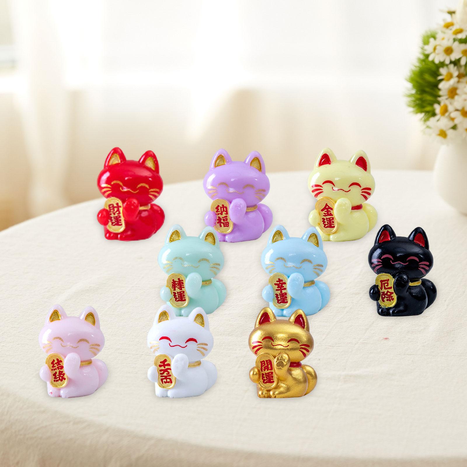 Lucky Cat Statue Resin Cartoon Desktop Ornament for Centerpiece Shelf Office
