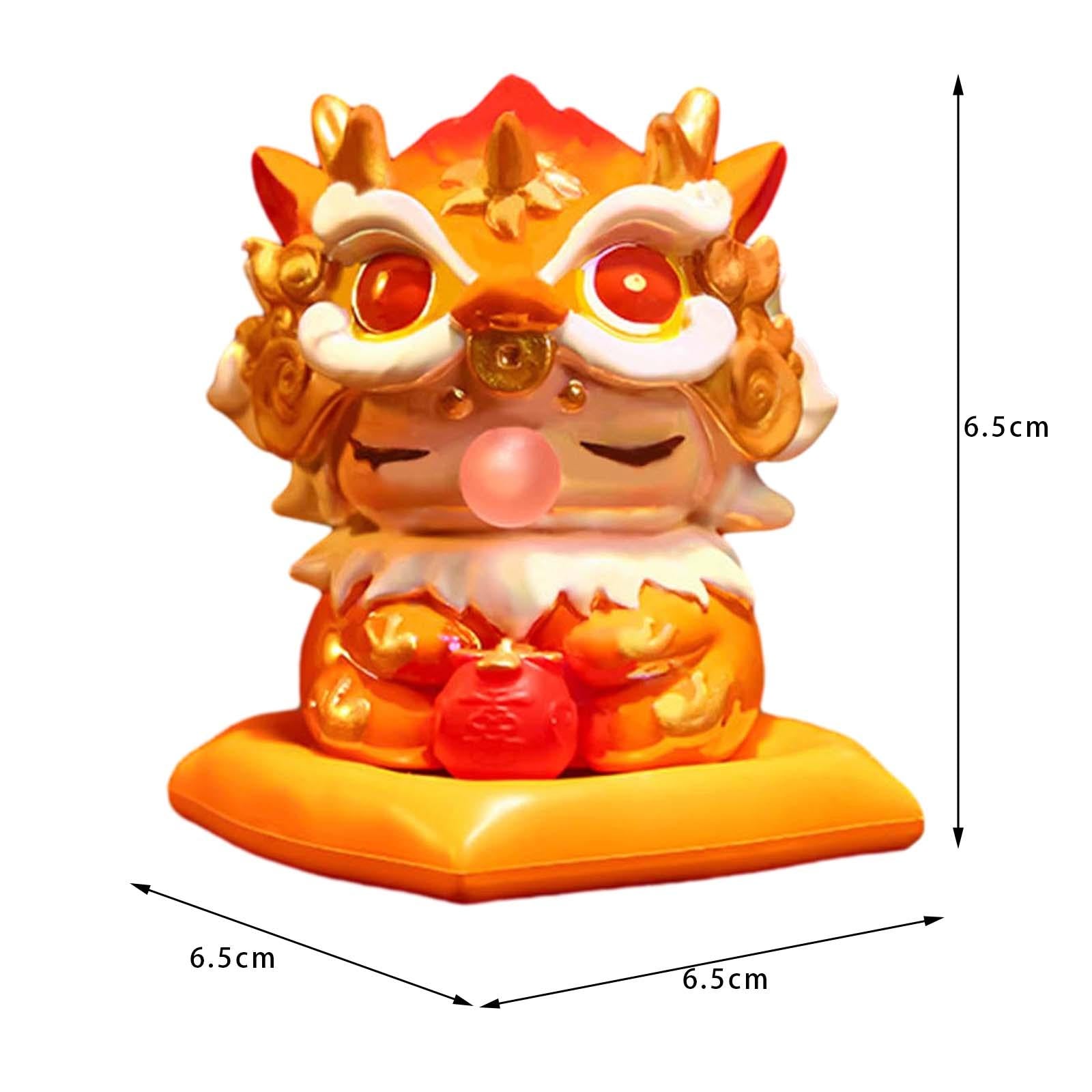 Mini Dragon Statue Miniature Dragon Figurines for Bookshelf Living Room Home Gold