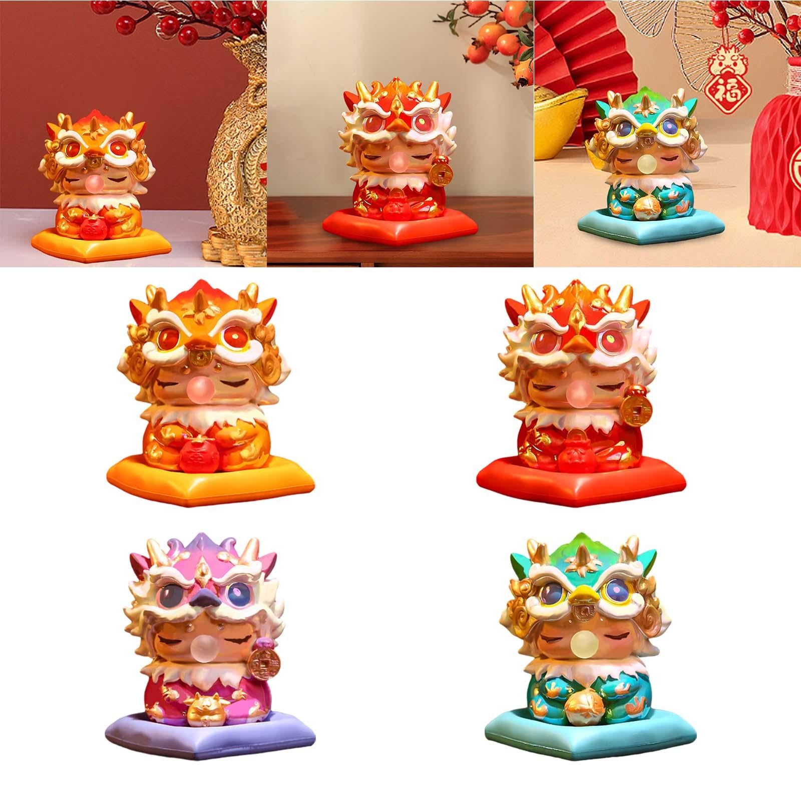 Mini Dragon Statue Miniature Dragon Figurines for Bookshelf Living Room Home Gold