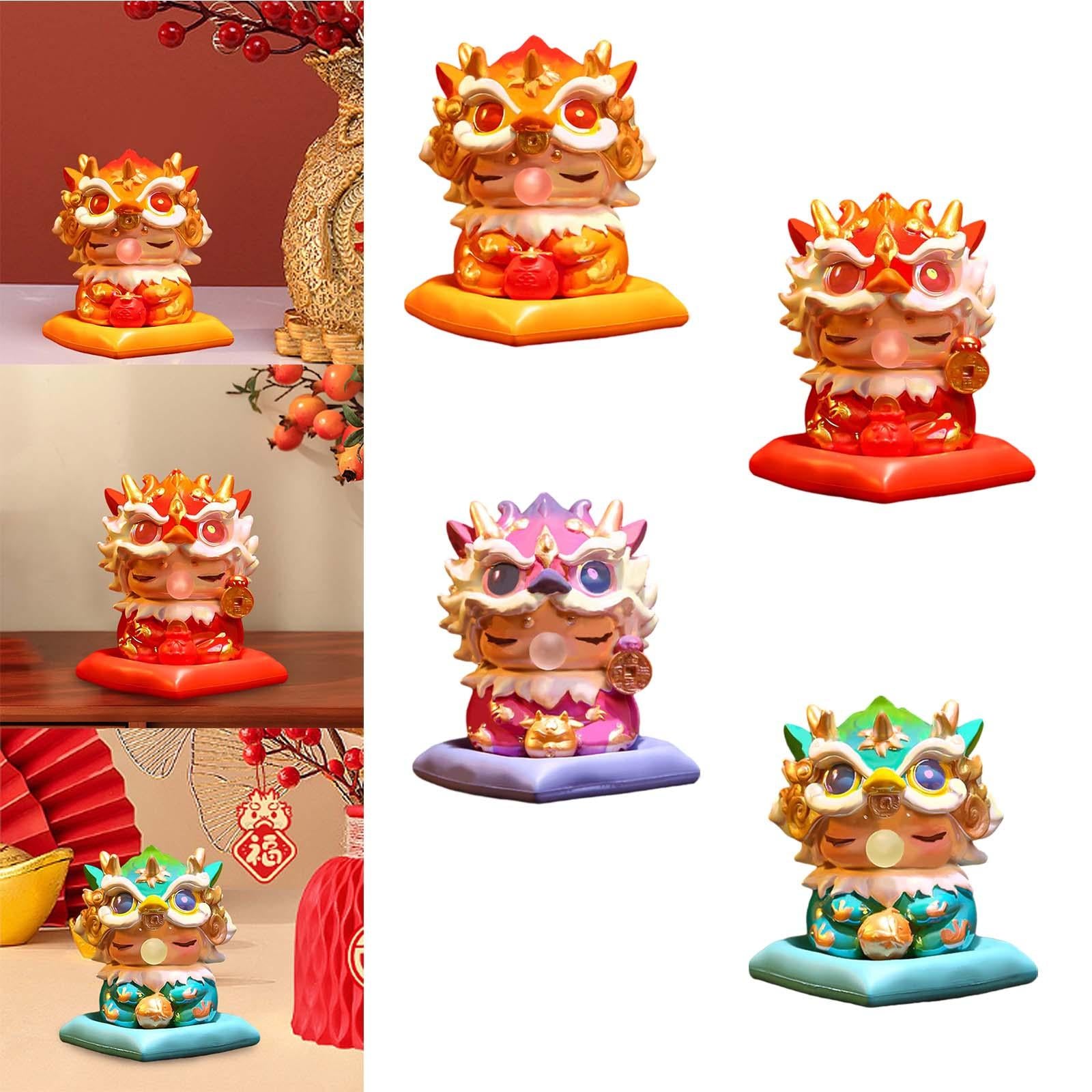 Mini Dragon Statue Miniature Dragon Figurines for Bookshelf Living Room Home Gold