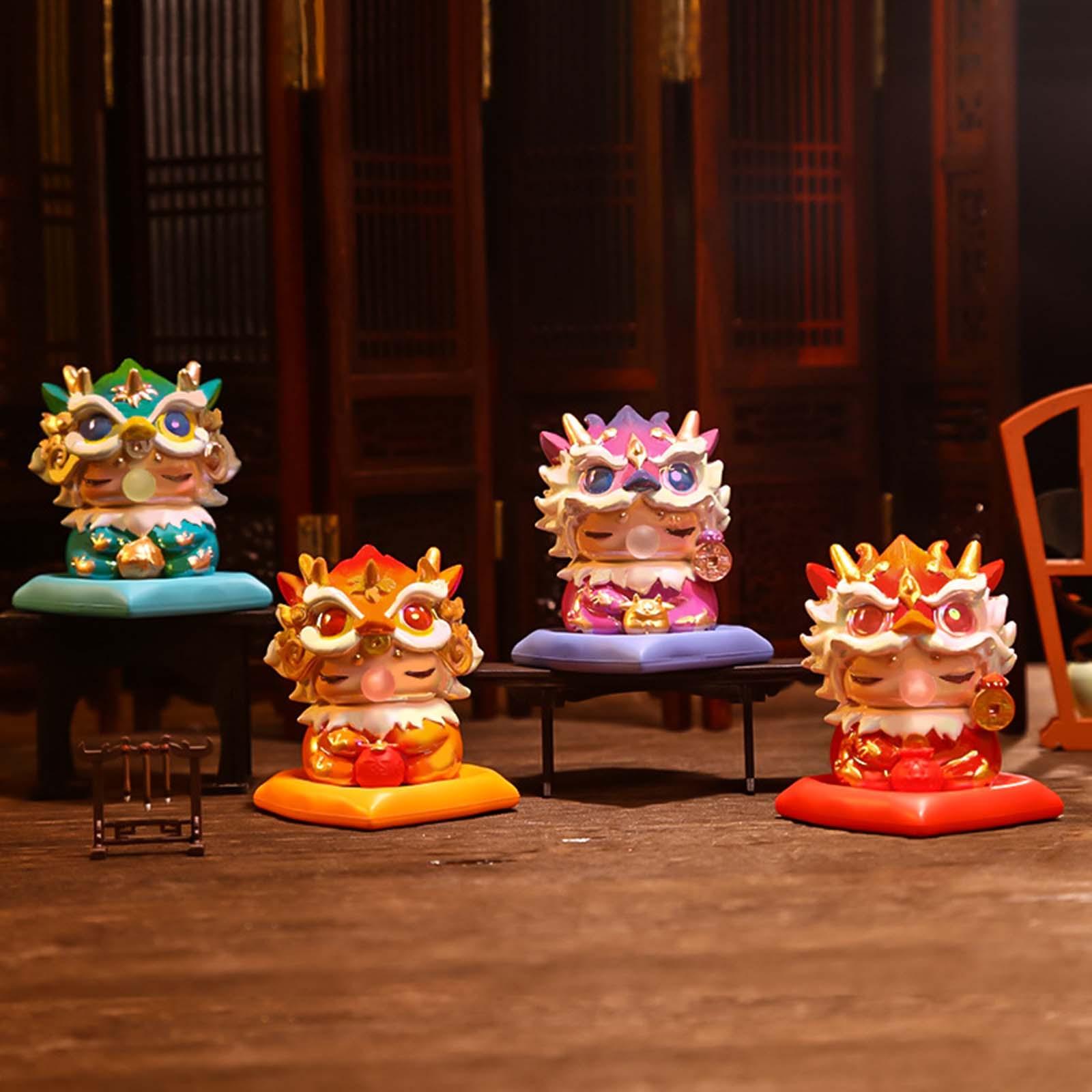 Mini Dragon Statue Miniature Dragon Figurines for Bookshelf Living Room Home Gold
