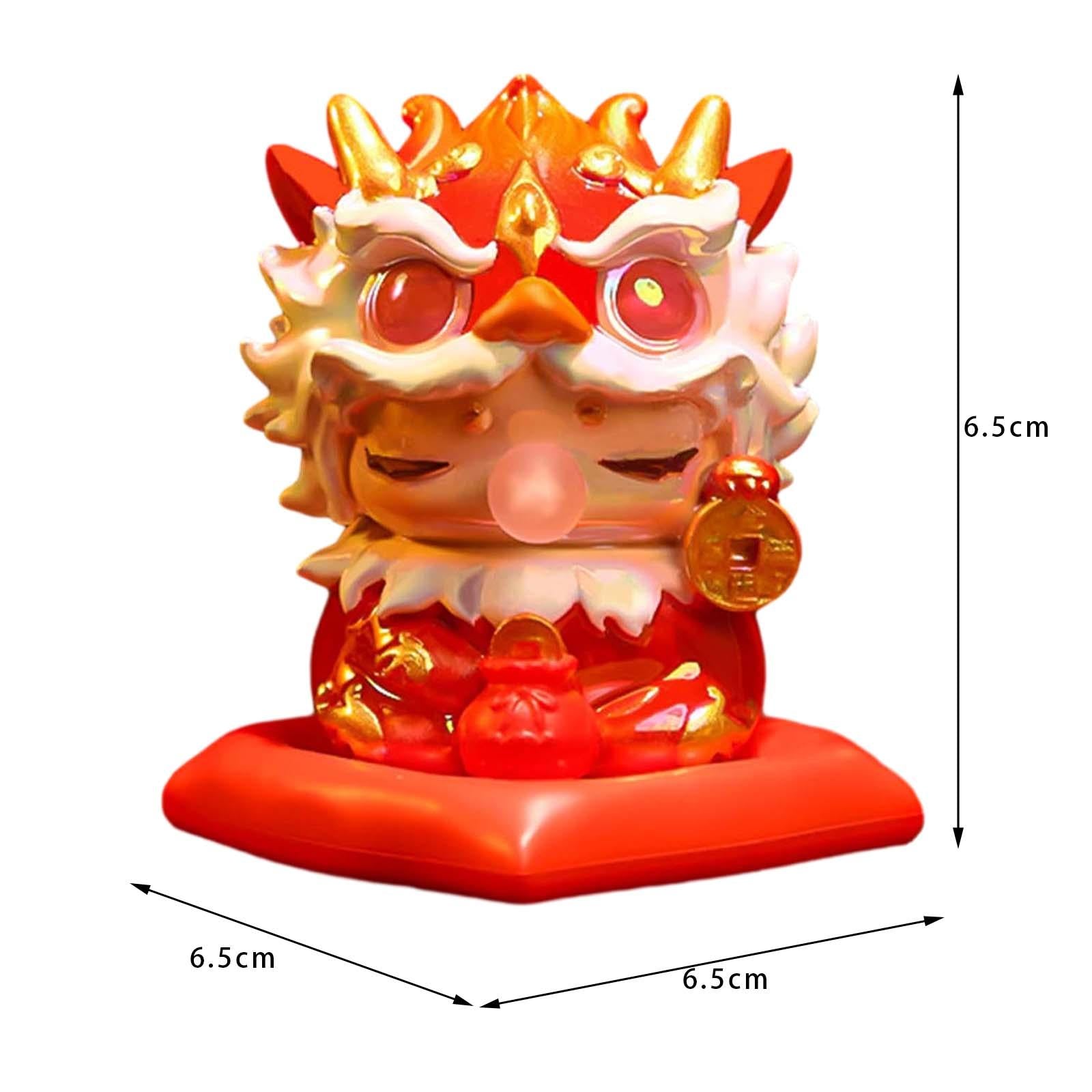 Mini Dragon Statue Miniature Dragon Figurines for Bookshelf Living Room Home Red