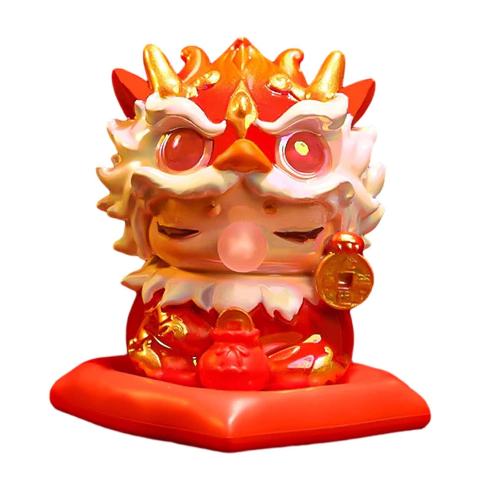 Mini Dragon Statue Miniature Dragon Figurines for Bookshelf Living Room Home Red