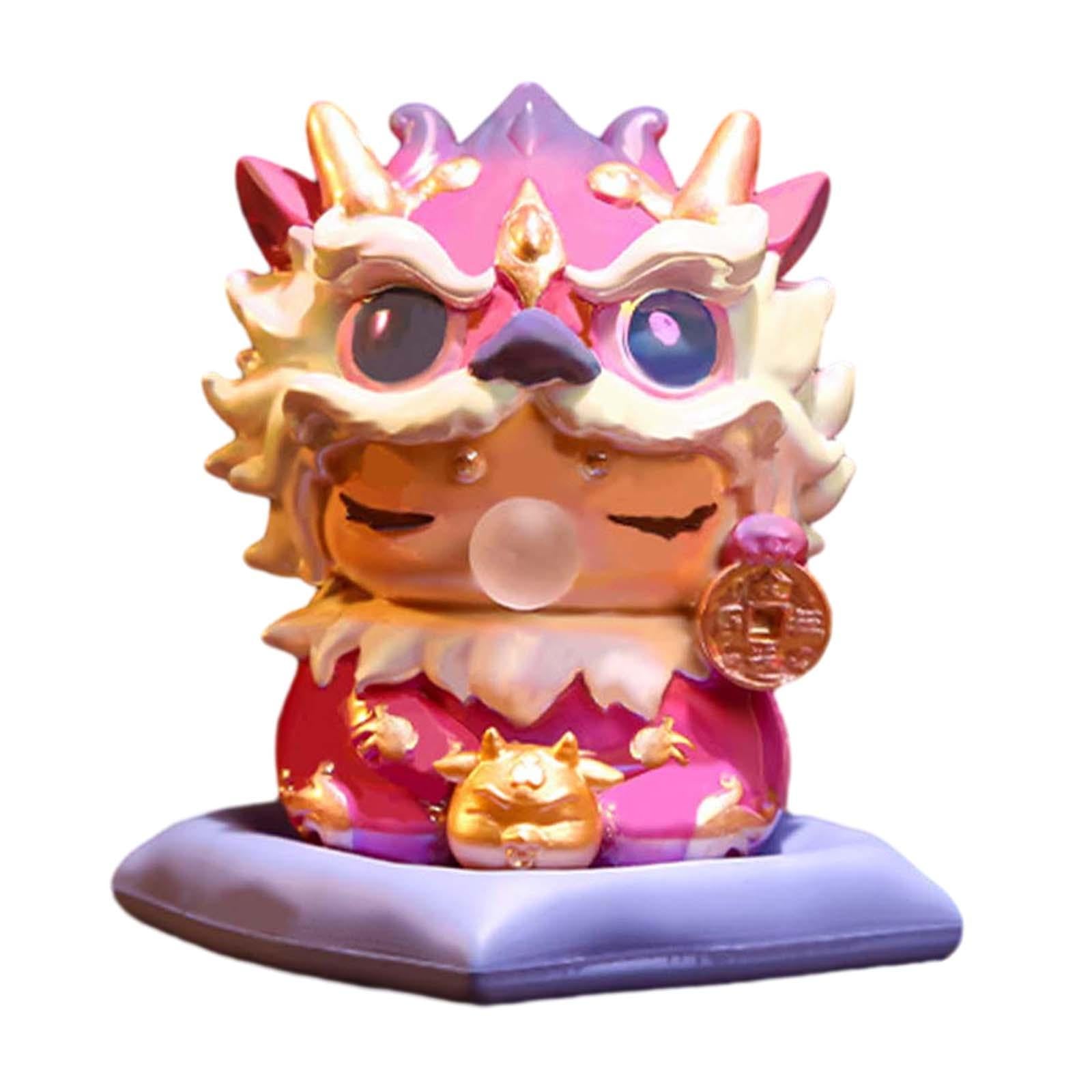 Mini Dragon Statue Miniature Dragon Figurines for Bookshelf Living Room Home Purple