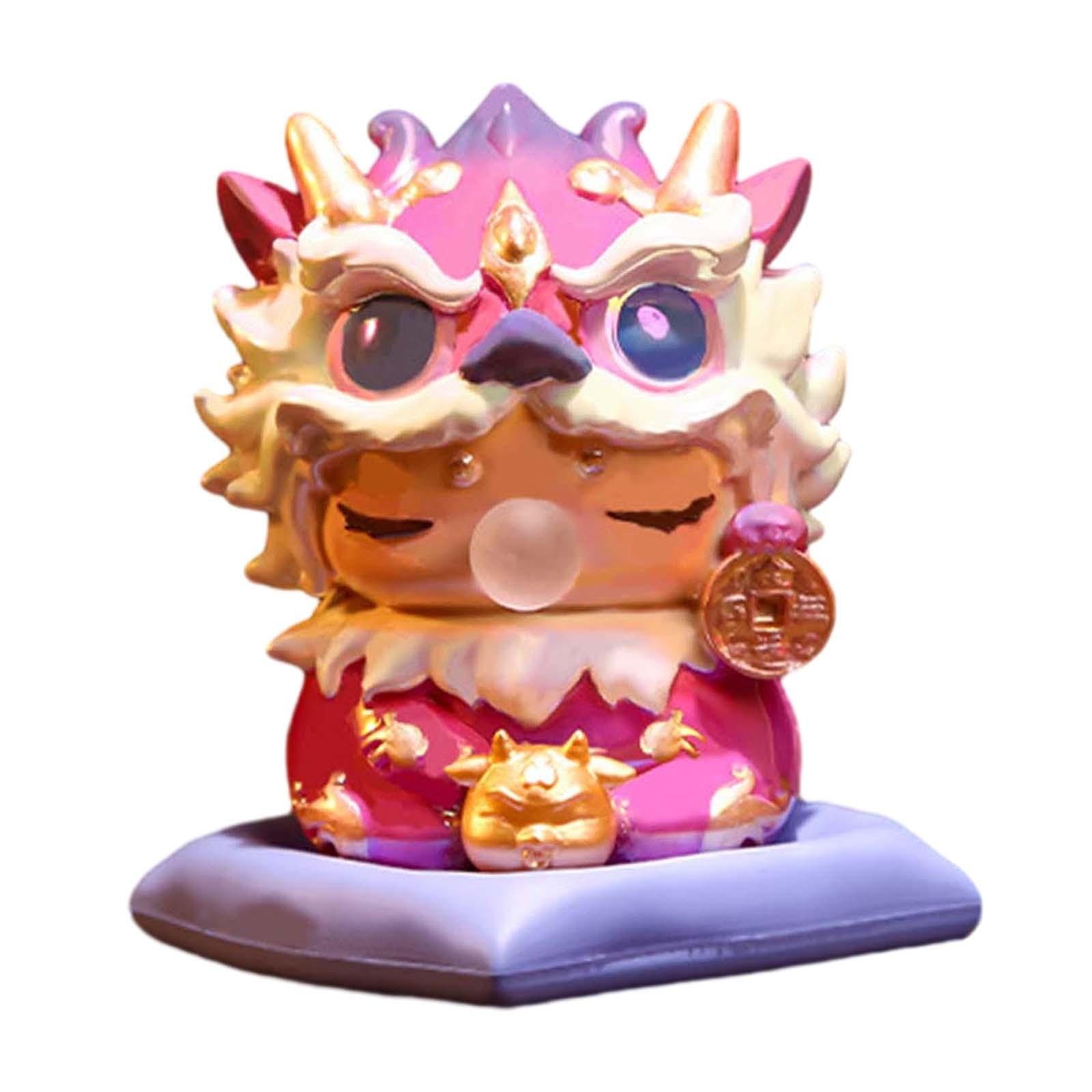 Mini Dragon Statue Miniature Dragon Figurines for Bookshelf Living Room Home Purple