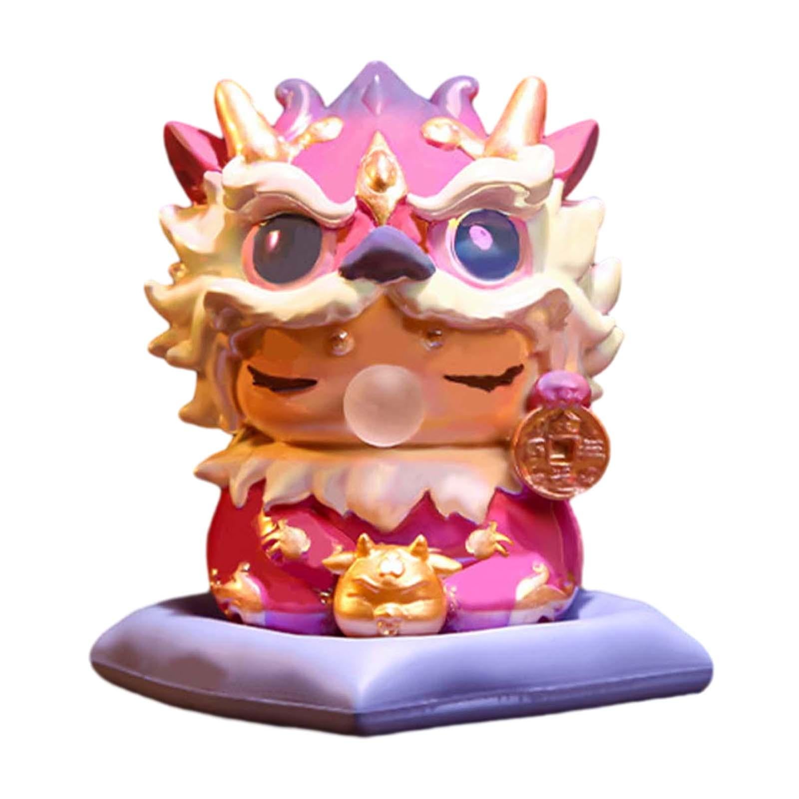 Mini Dragon Statue Miniature Dragon Figurines for Bookshelf Living Room Home Purple