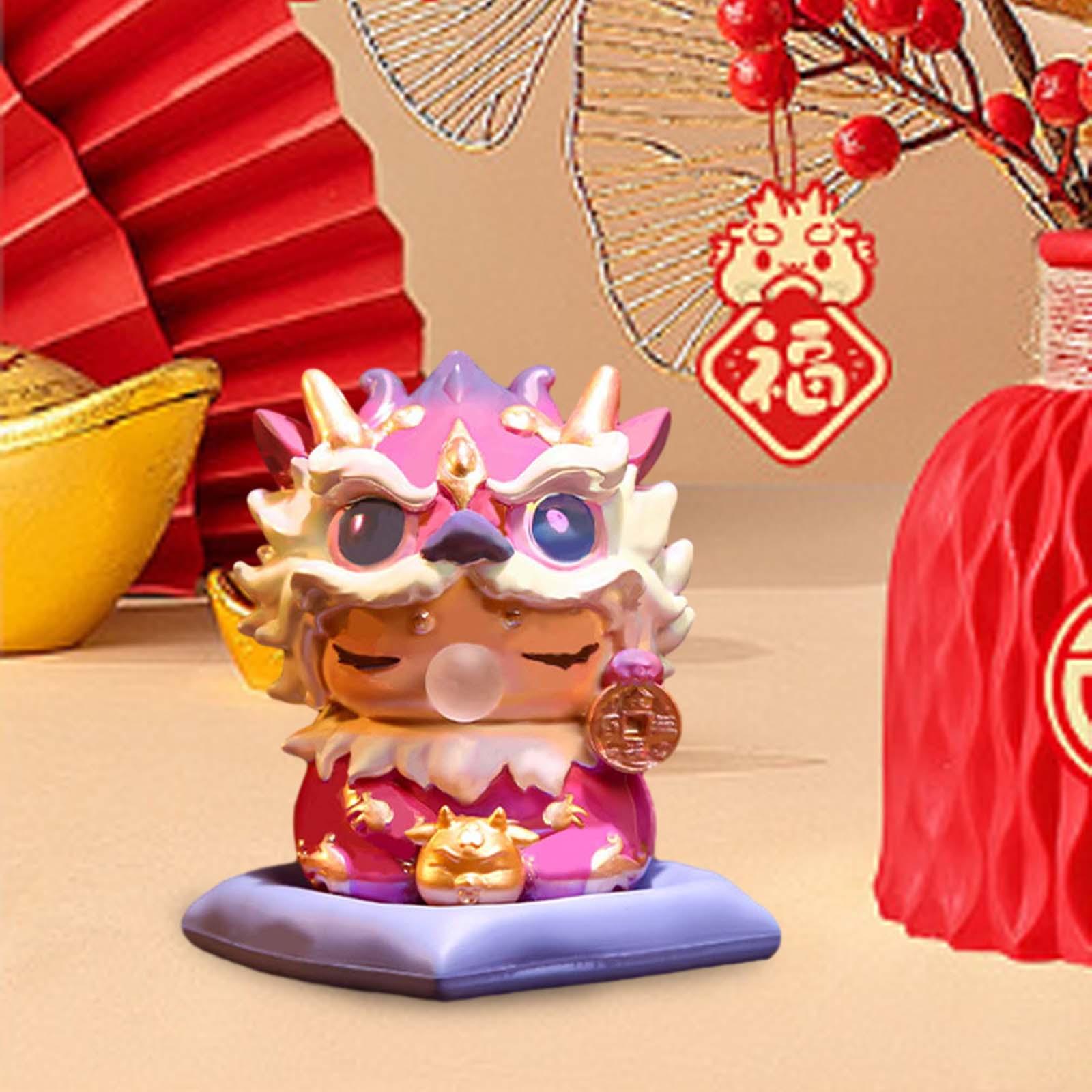 Mini Dragon Statue Miniature Dragon Figurines for Bookshelf Living Room Home Purple